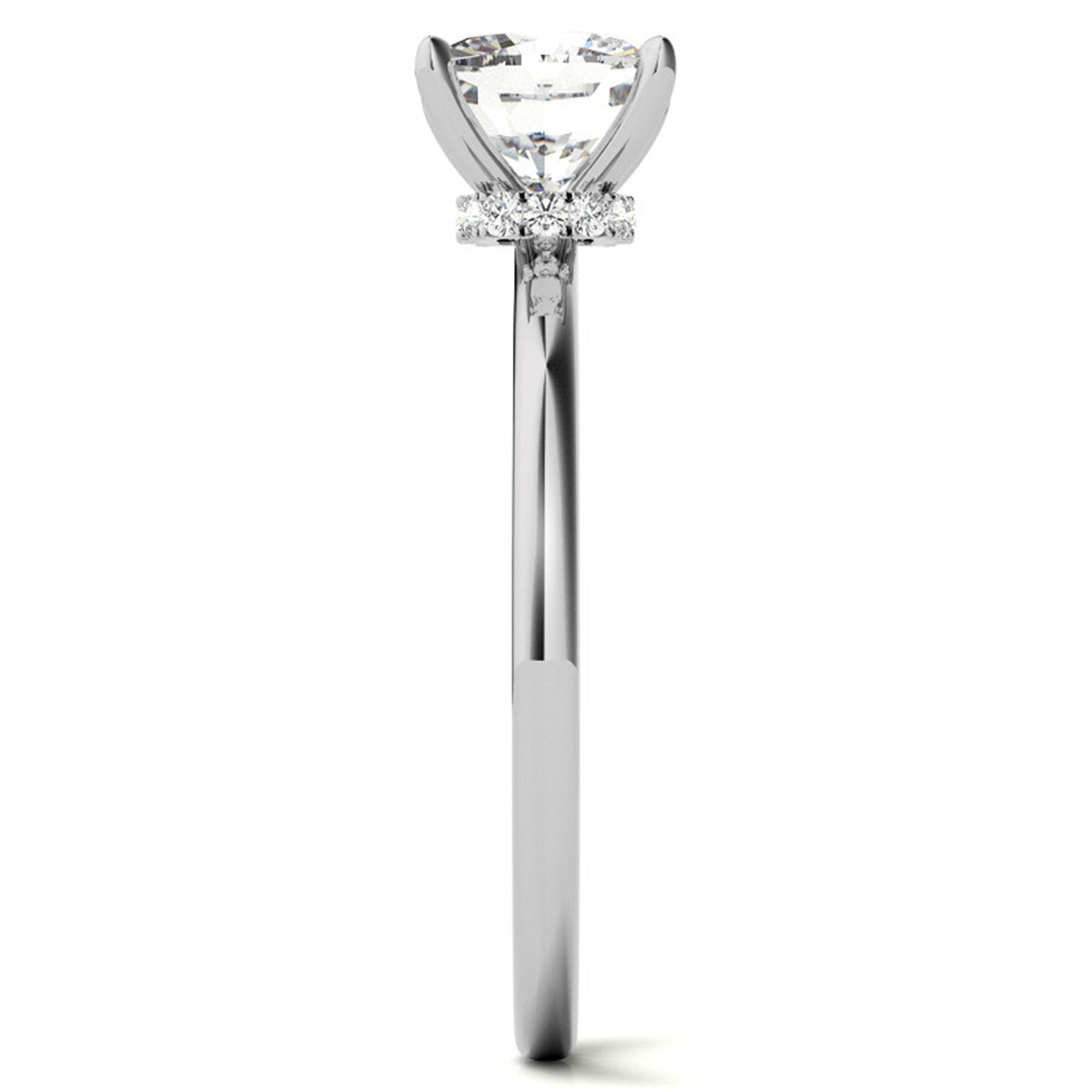 Cushion-Cut White Gold Adjustable Sterling Silver Elegant Solitaire Ring For Women