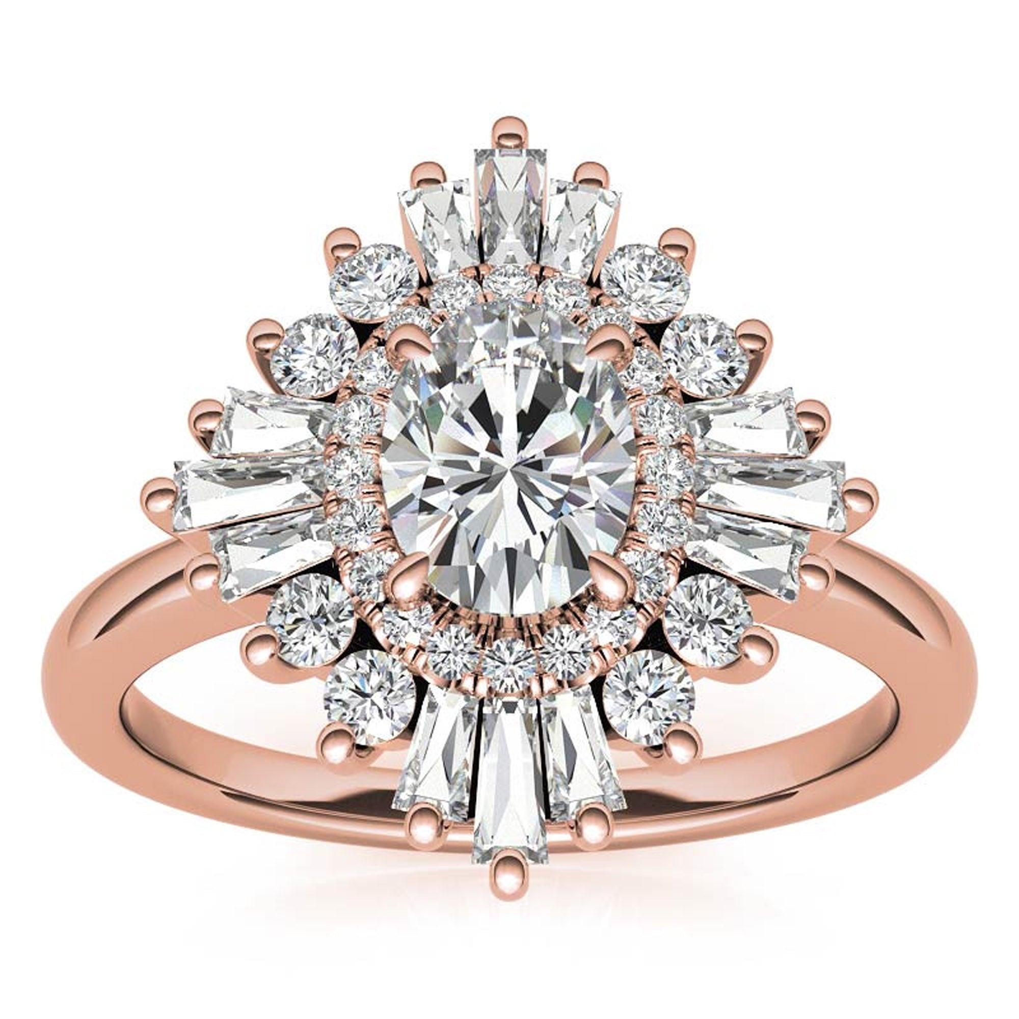 Stunning Floral Halo Ring for Women - Adjustable Rose Gold Plated Sterling Silver