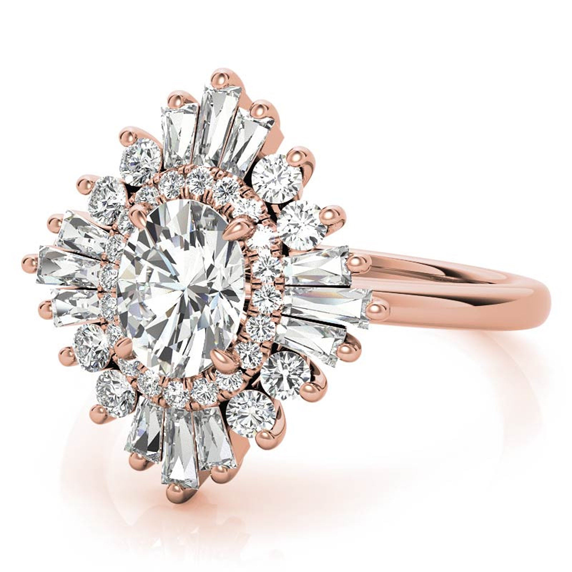 Stunning Floral Halo Ring for Women - Adjustable Rose Gold Plated Sterling Silver