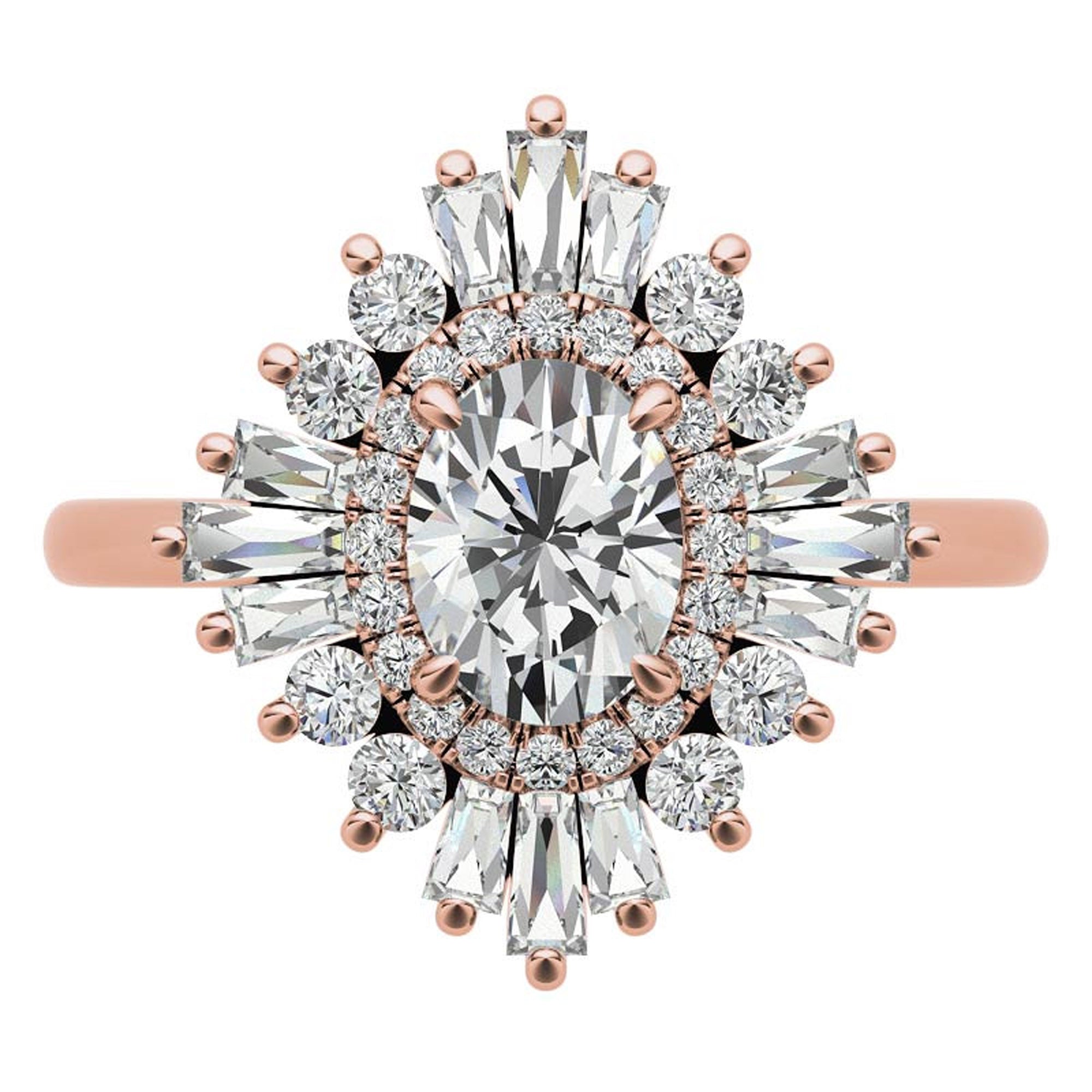 Stunning Floral Halo Ring for Women - Adjustable Rose Gold Plated Sterling Silver