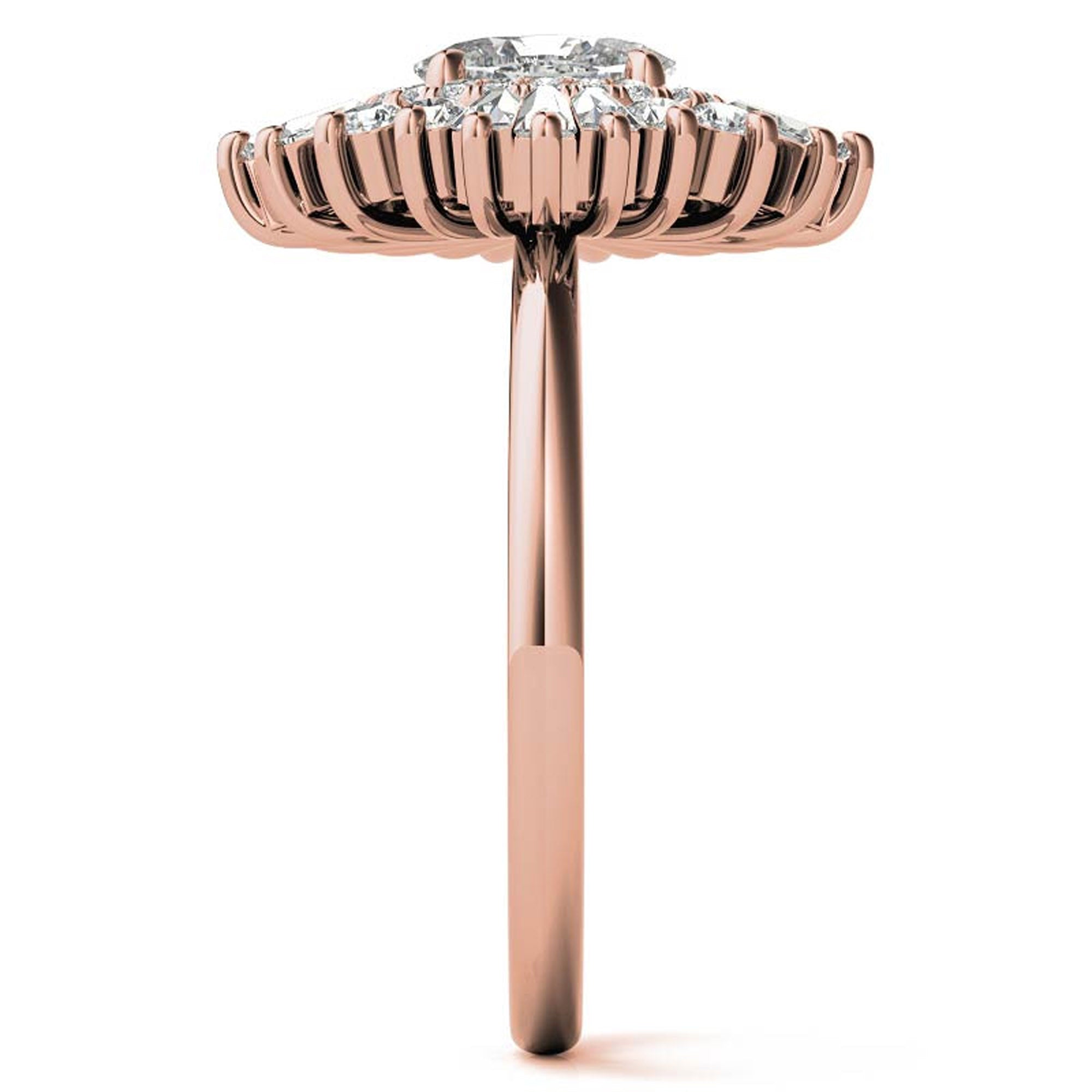 Stunning Floral Halo Ring for Women - Adjustable Rose Gold Plated Sterling Silver