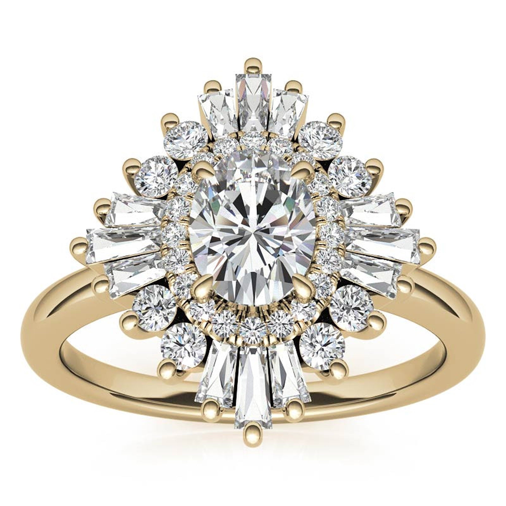 Stunning Adjustable Floral Halo Ring in Yellow Gold Plated Sterling Silver Ring for Women