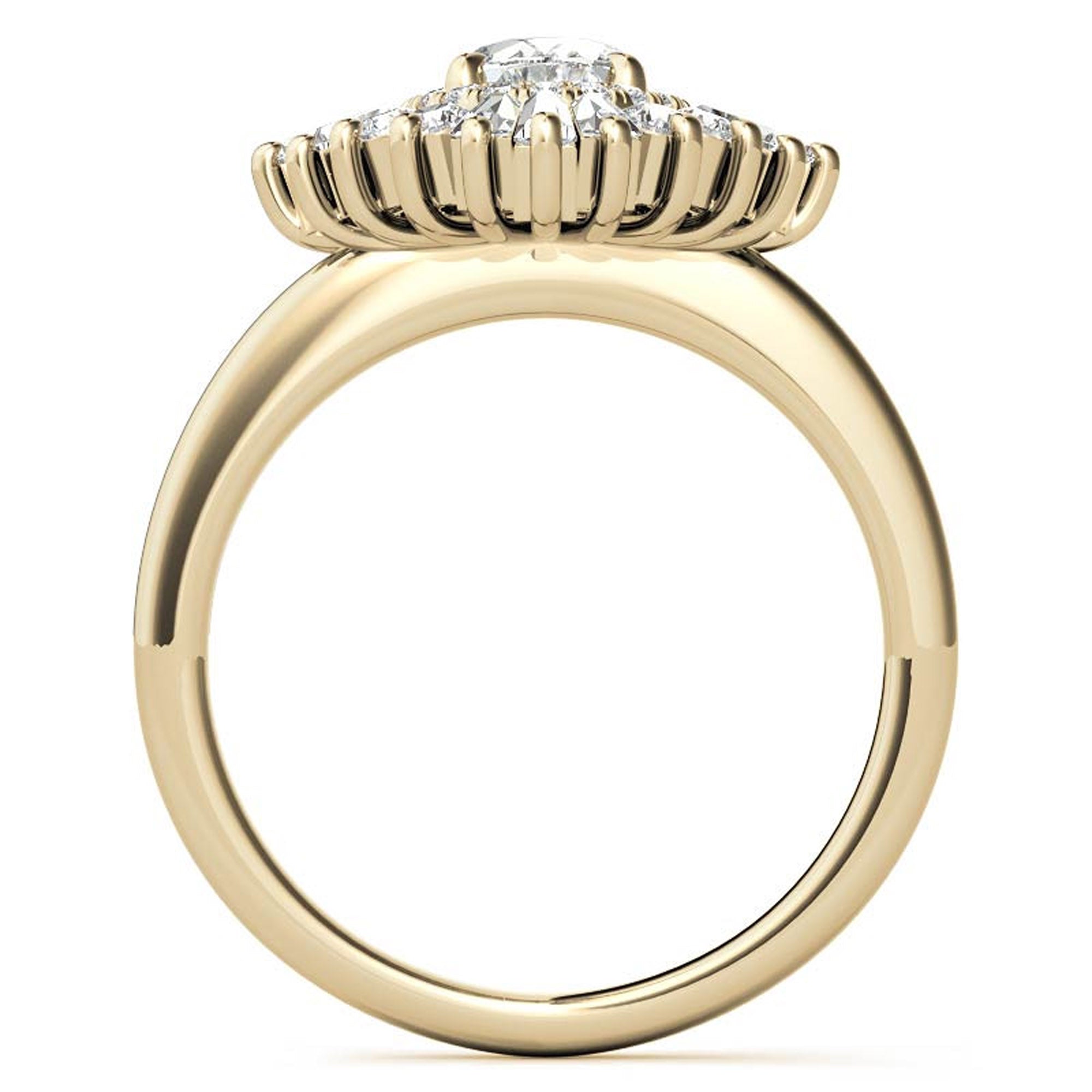 Stunning Adjustable Floral Halo Ring in Yellow Gold Plated Sterling Silver Ring for Women