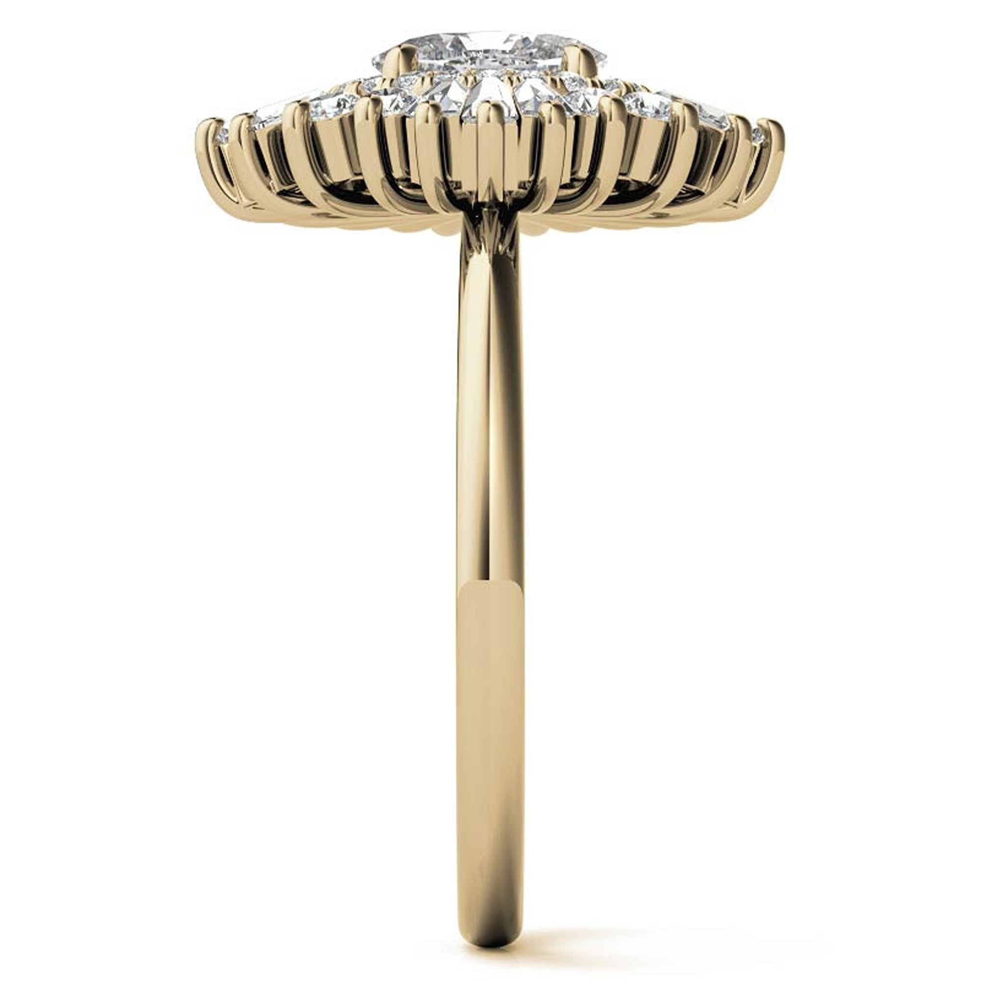 Stunning Adjustable Floral Halo Ring in Yellow Gold Plated Sterling Silver Ring for Women