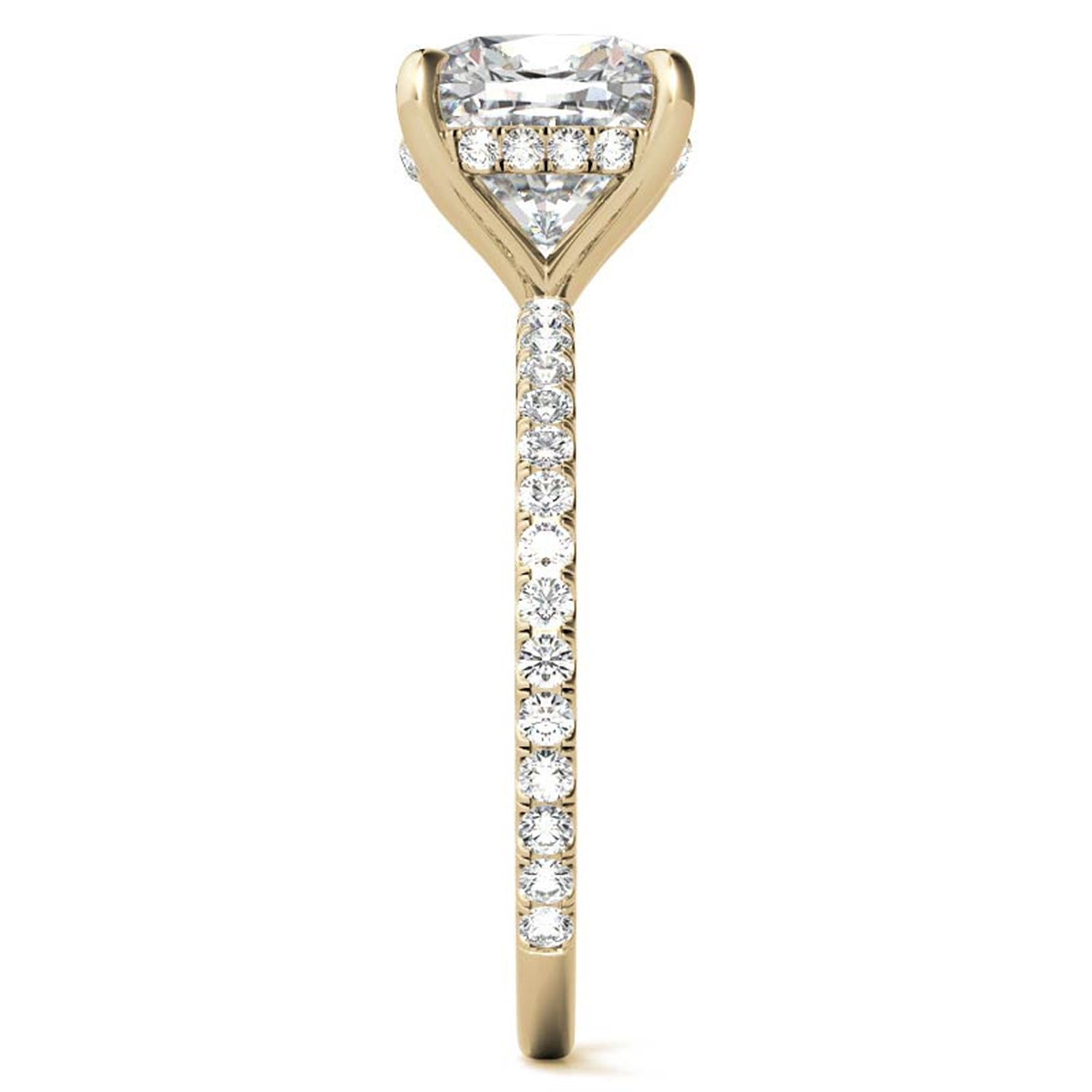 Sterling Silver Graceful Adjustable Cushion-Cut Solitaire Yellow Gold Engagement Ring For Women