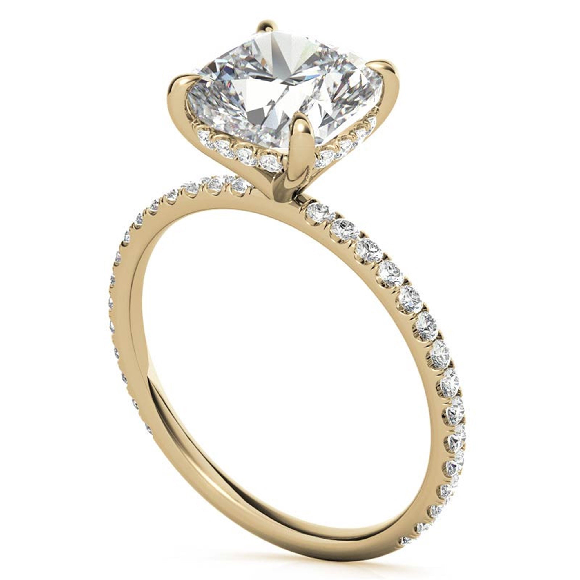Sterling Silver Graceful Adjustable Cushion-Cut Solitaire Yellow Gold Engagement Ring For Women