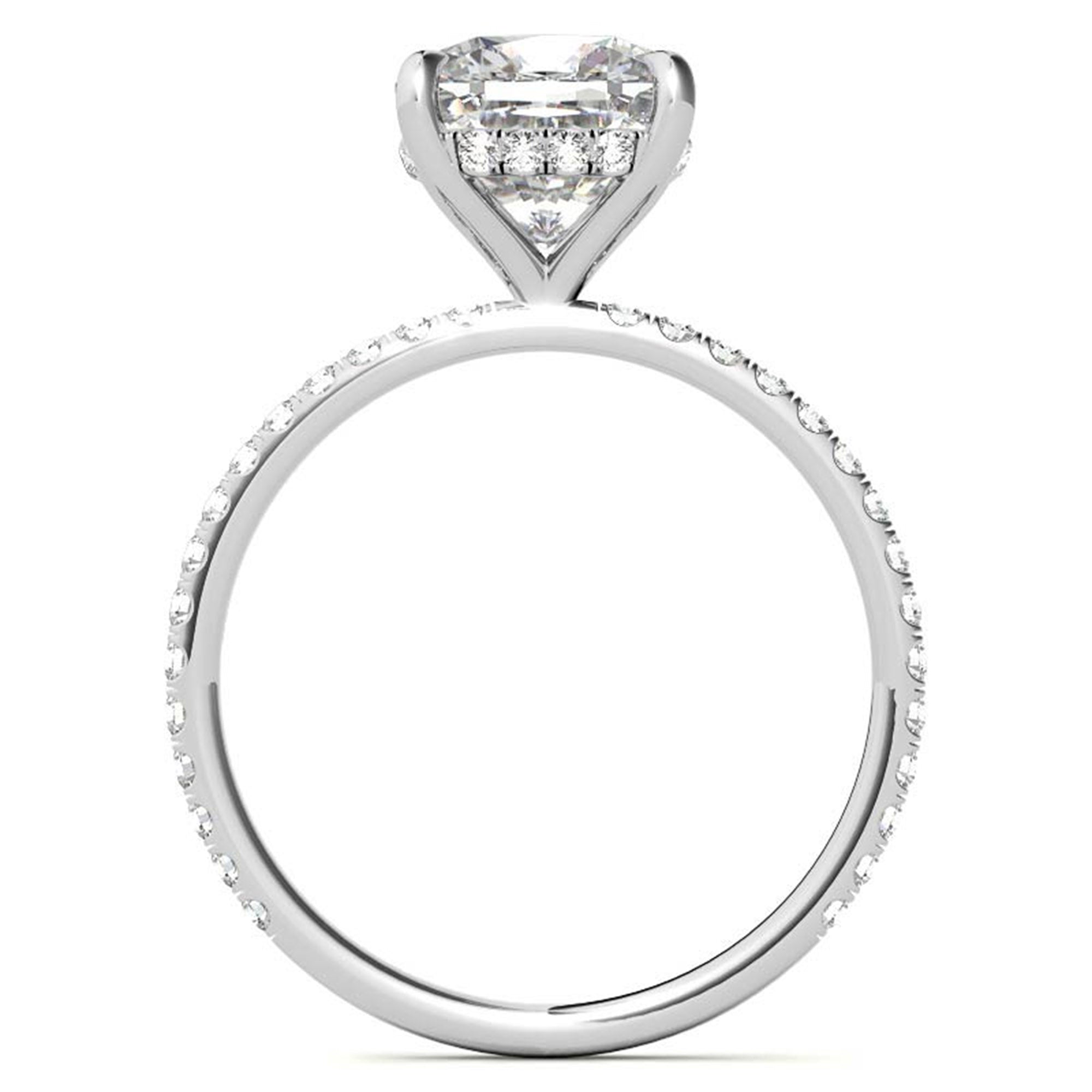 Sterling Silver Graceful Adjustable Cushion-Cut Solitaire White Gold Engagement Ring For Women