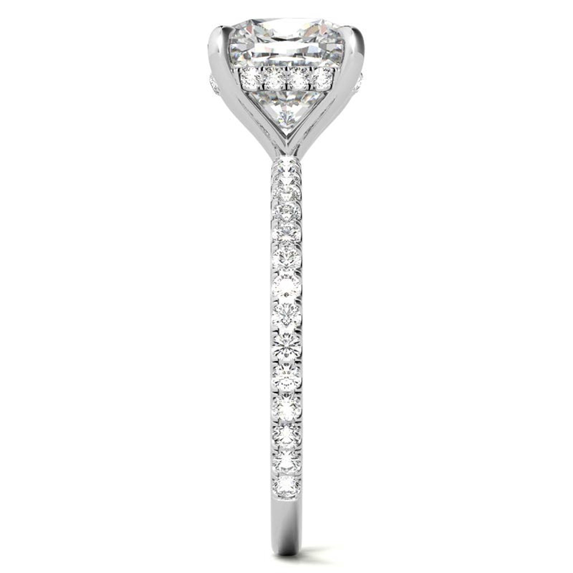 Sterling Silver Graceful Adjustable Cushion-Cut Solitaire White Gold Engagement Ring For Women