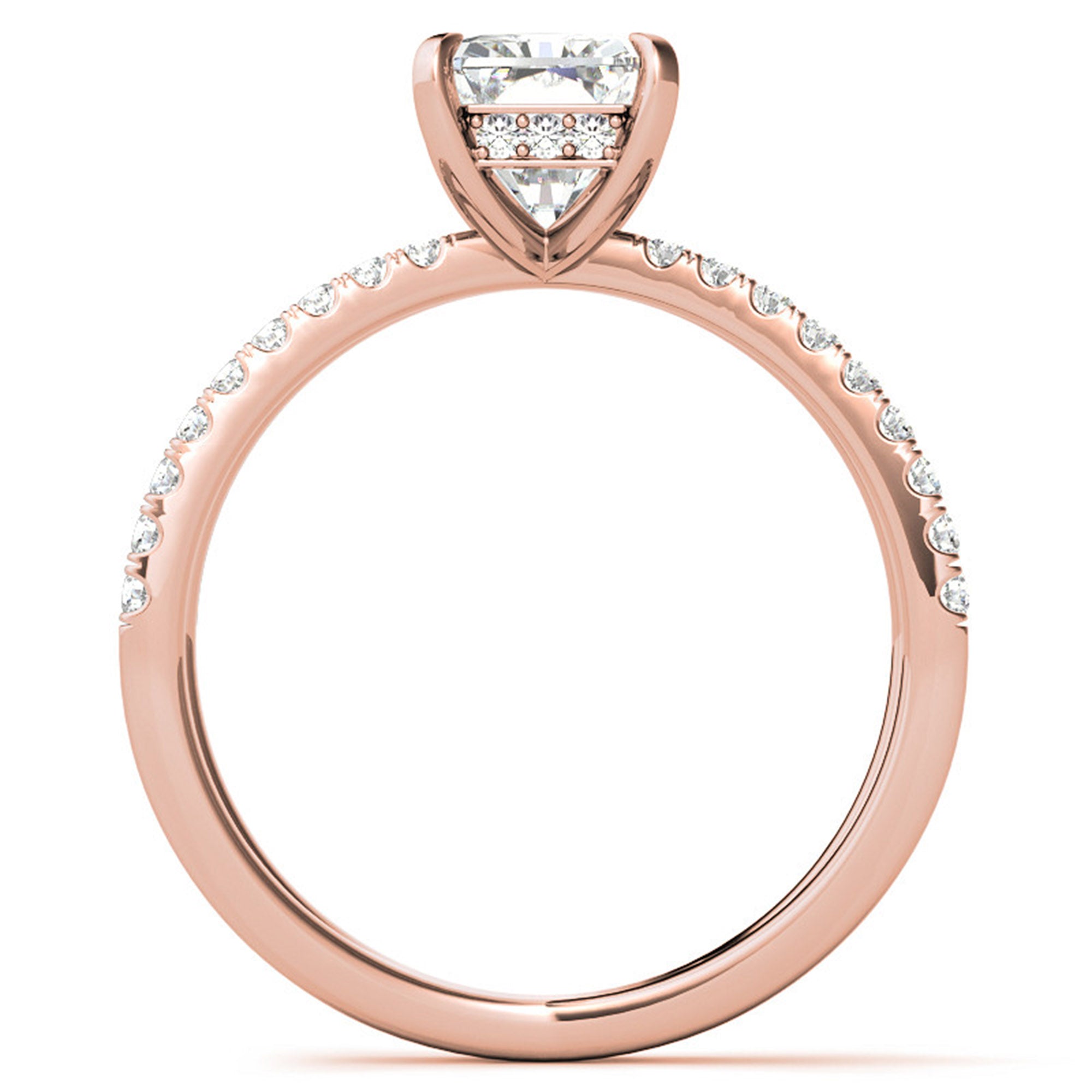Adjustable Sterling Silver Radiant-Cut Rose Gold Split Shank Solitaire Ring – Perfect for Engagements
