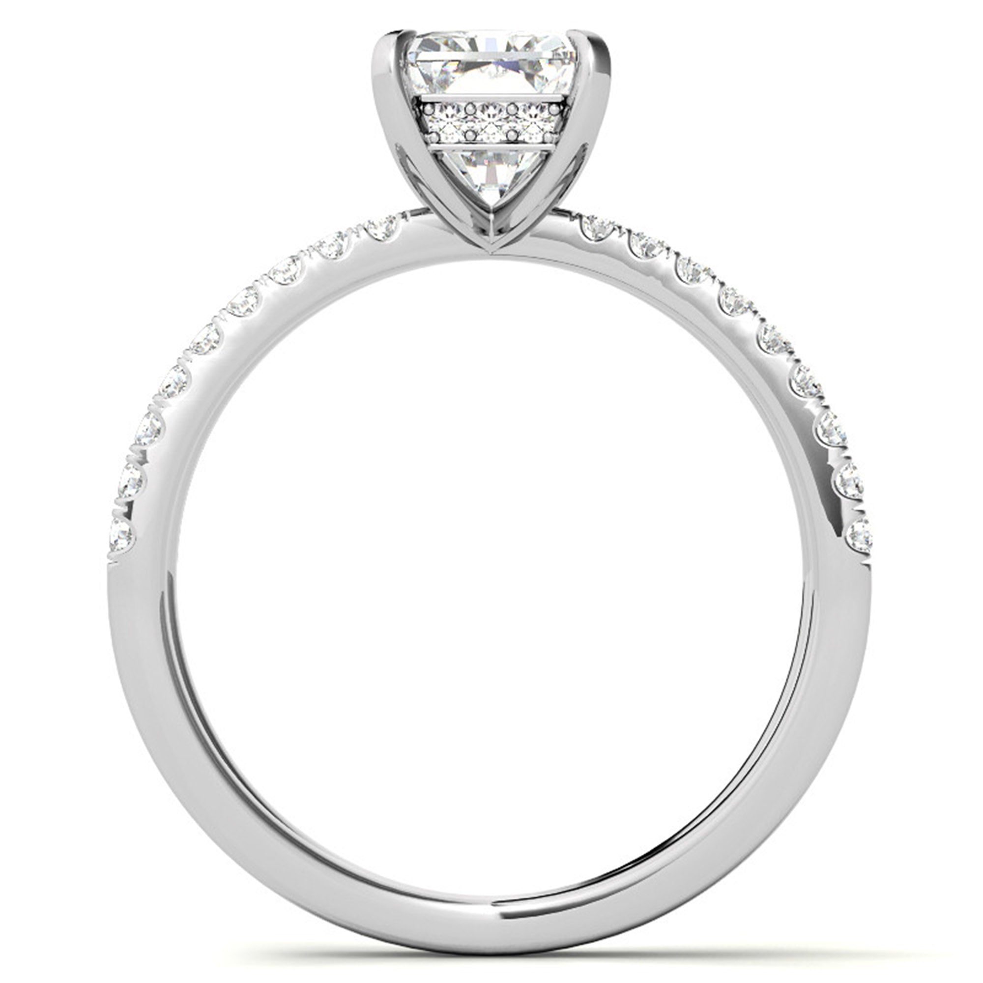 Adjustable Sterling Silver Radiant-Cut White Gold Split Shank Solitaire Ring – Perfect for Engagements