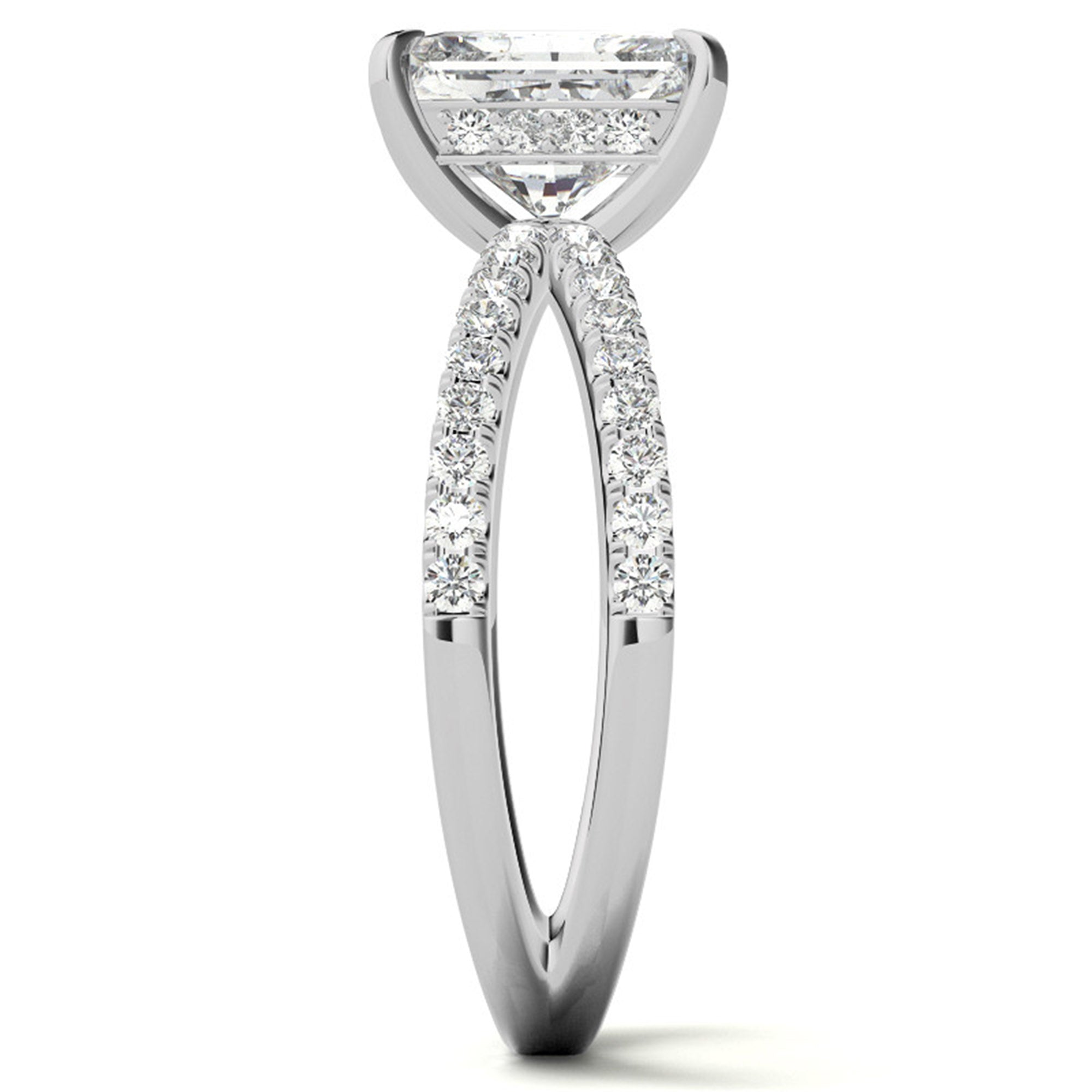 Adjustable Sterling Silver Radiant-Cut White Gold Split Shank Solitaire Ring – Perfect for Engagements