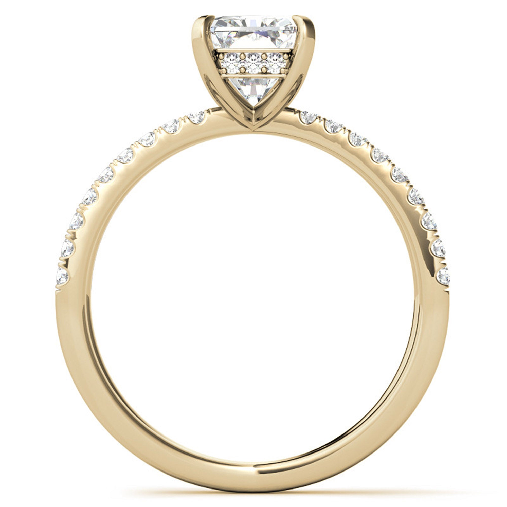 Adjustable Sterling Silver Radiant-Cut Yellow Gold Split Shank Solitaire Ring – Perfect for Engagements