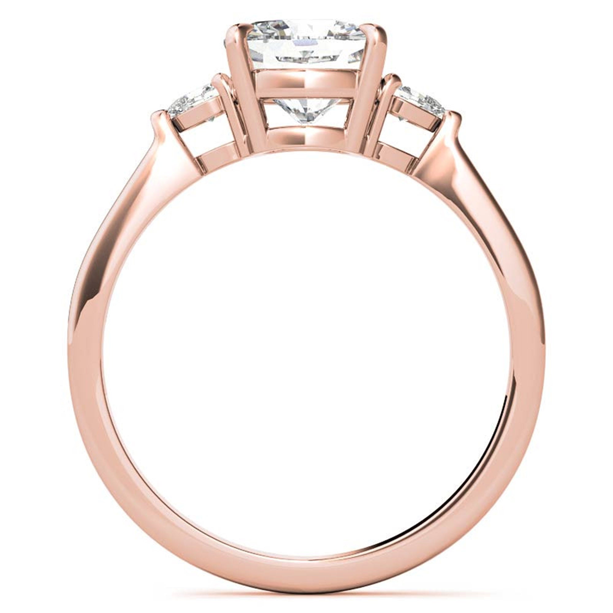 Sterling Silver Cushion-Cut With Two Pear-Shaped  Adjustable Engagement Rose Gold Ring For Woman