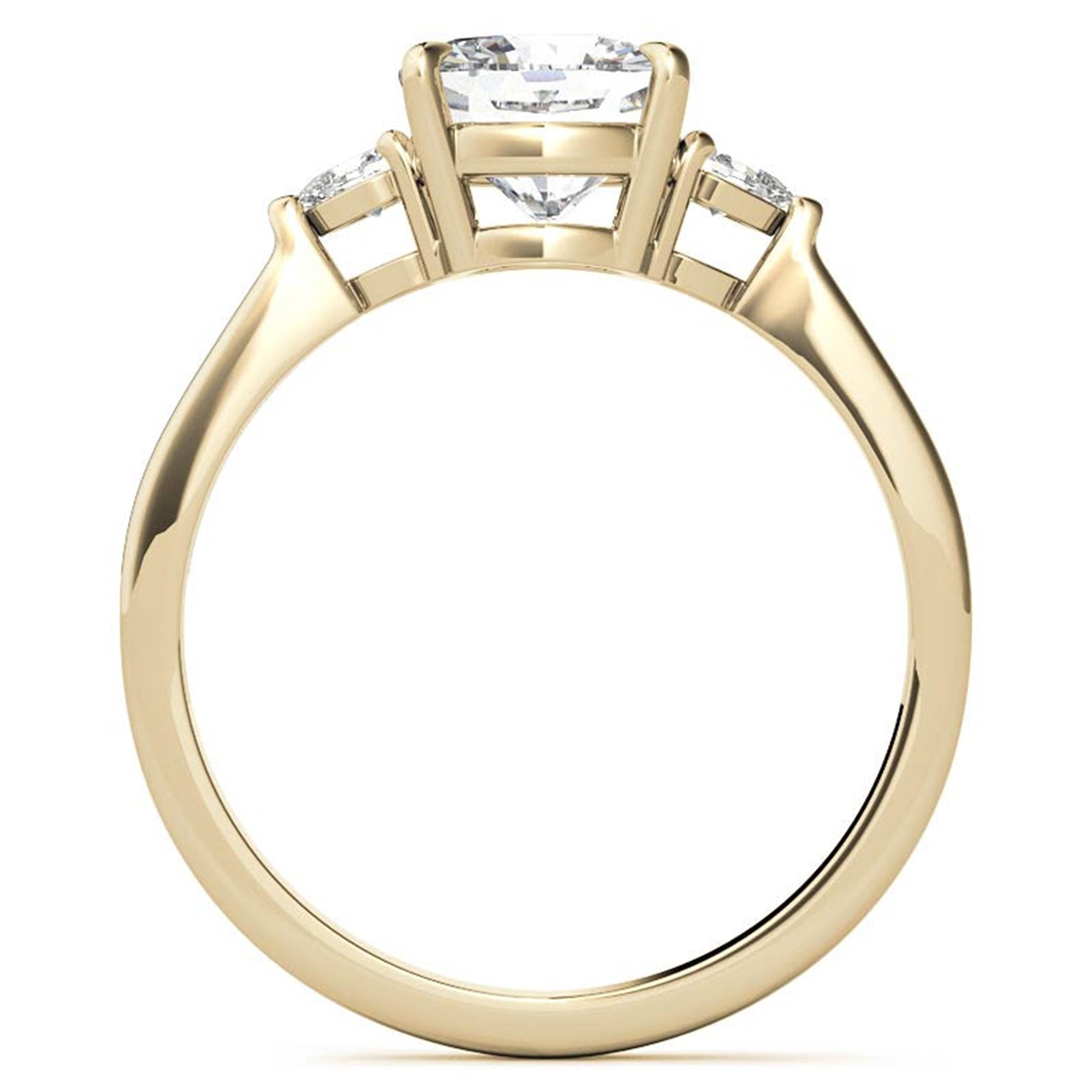 Sterling Silver Cushion-Cut With Two Pear-Shaped Adjustable Engagement Yellow Gold Ring For Woman