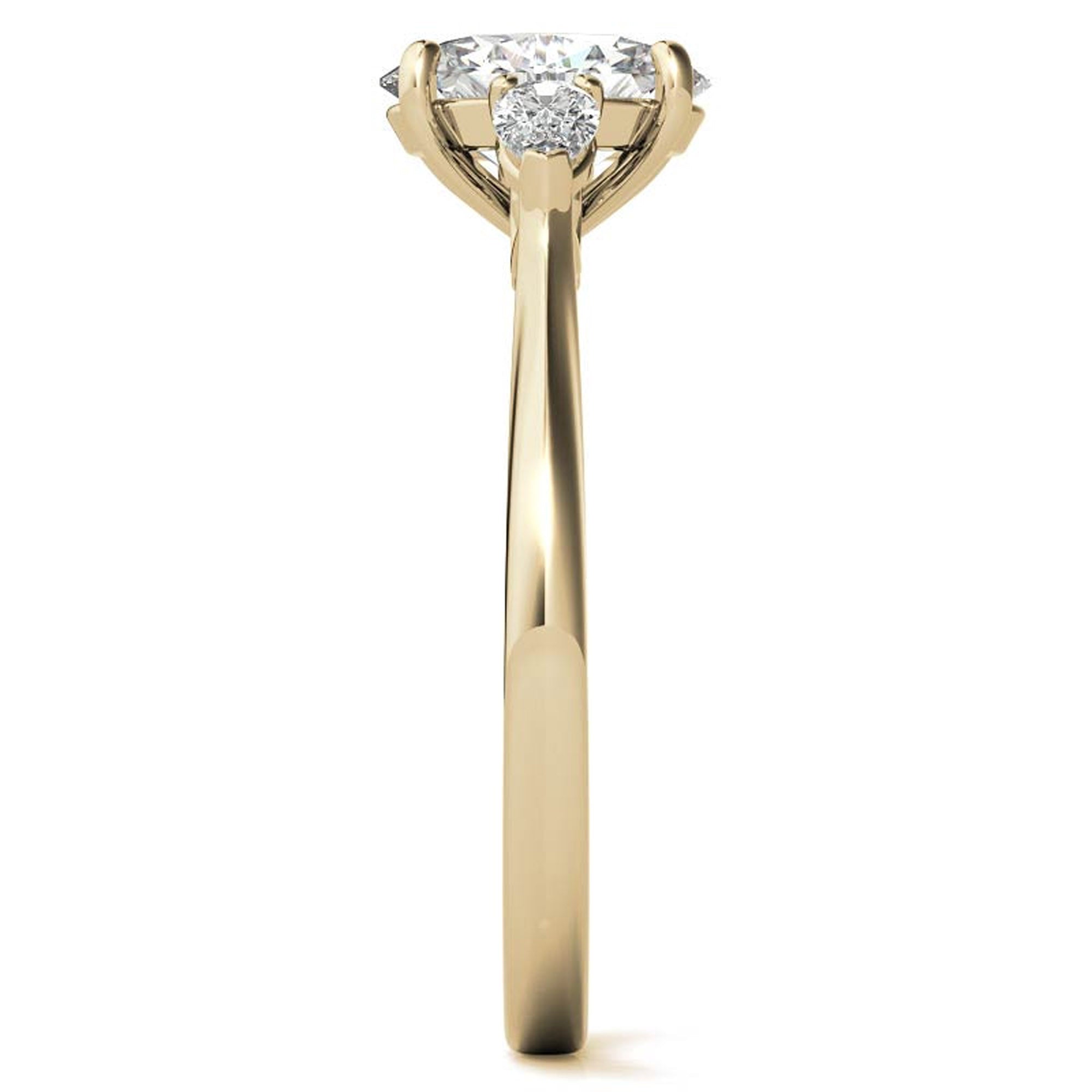 Elegant Classic Sterling Silver Adjustable Oval-Cut Three-Stone Yellow Gold Ring for Women