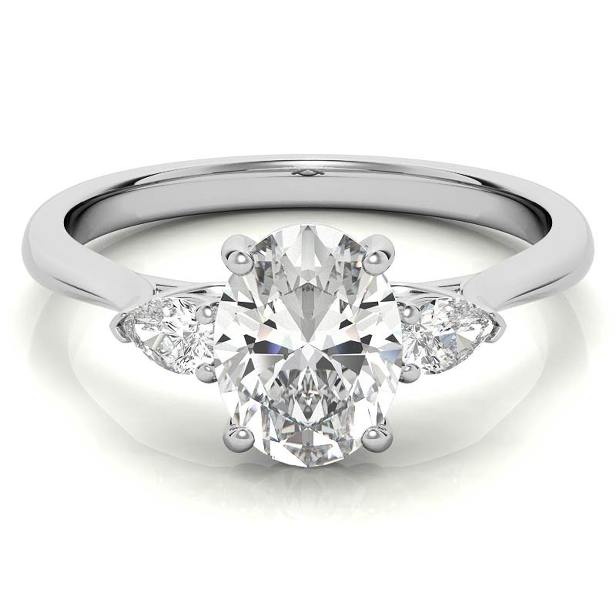 Elegant Classic Sterling Silver Adjustable Oval-Cut Three-Stone White Gold Ring for Women
