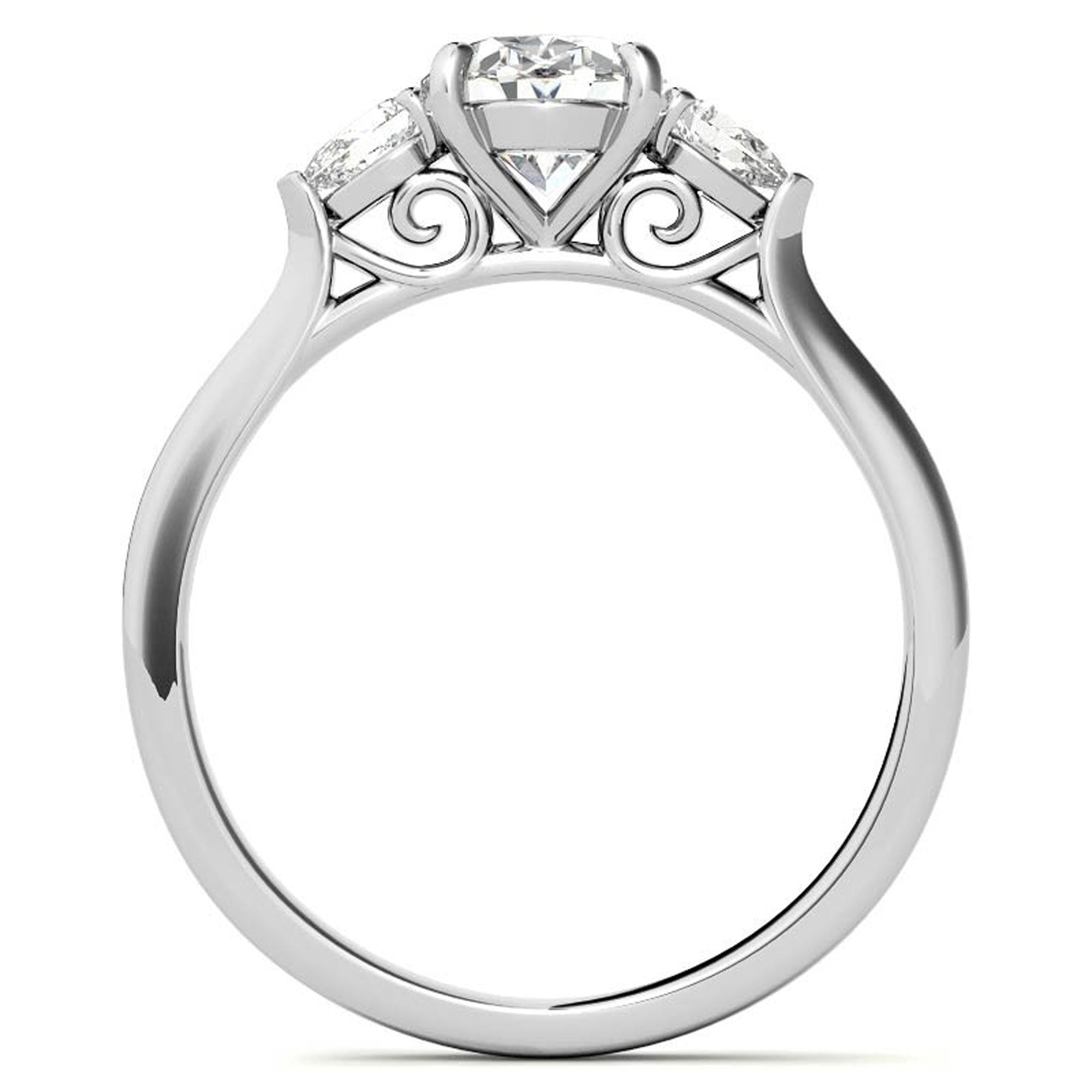 Elegant Classic Sterling Silver Adjustable Oval-Cut Three-Stone White Gold Ring for Women