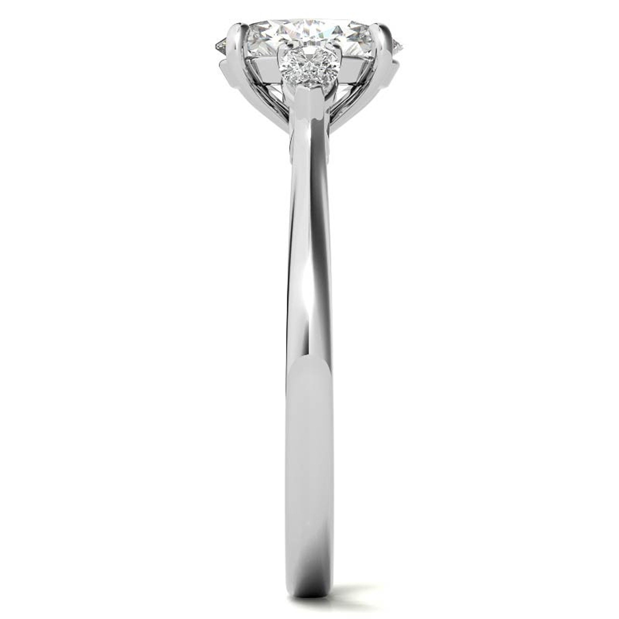 Elegant Classic Sterling Silver Adjustable Oval-Cut Three-Stone White Gold Ring for Women