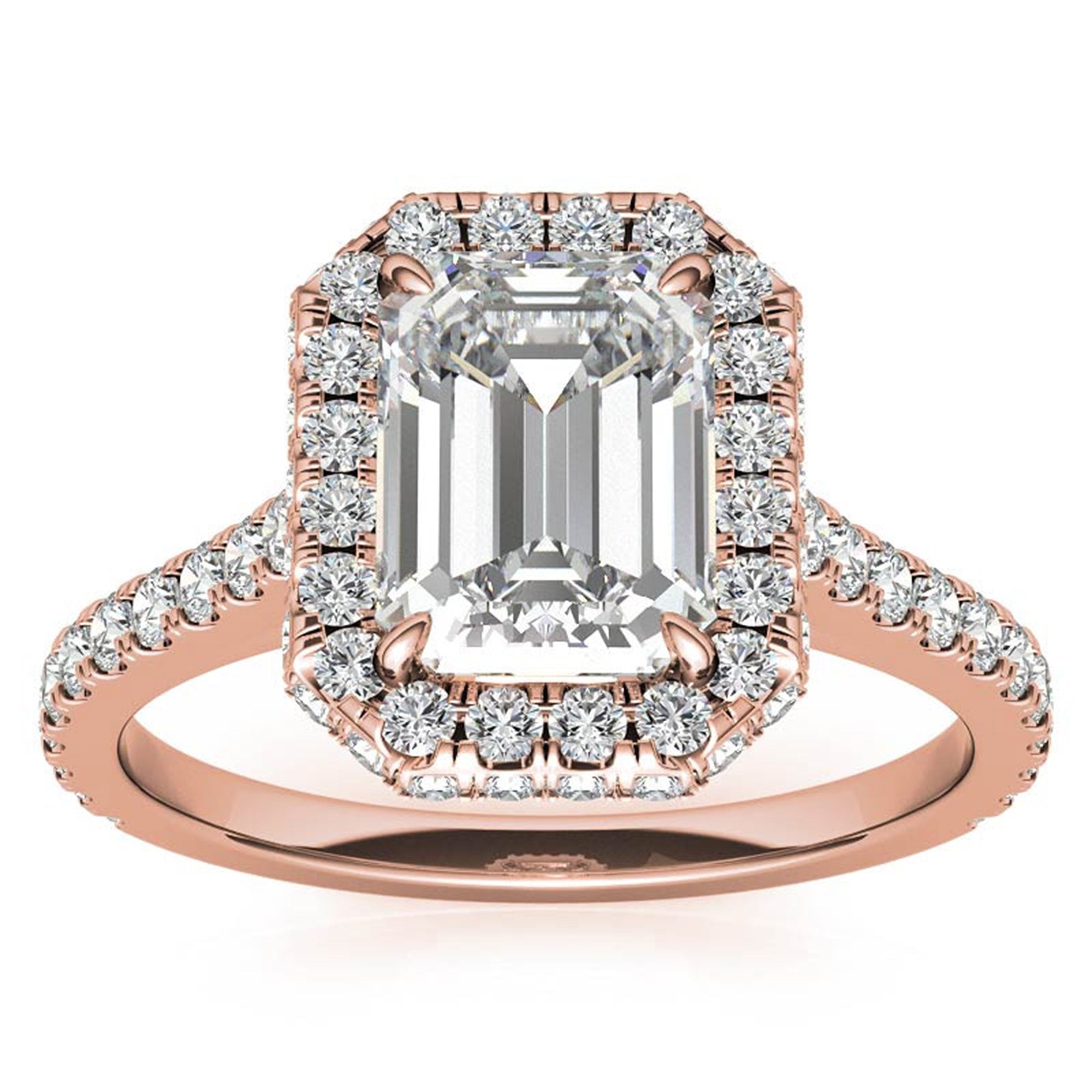 Adjustable  Sterling Silver Engagement Rose Gold Emerald-Cut Ring For Woman