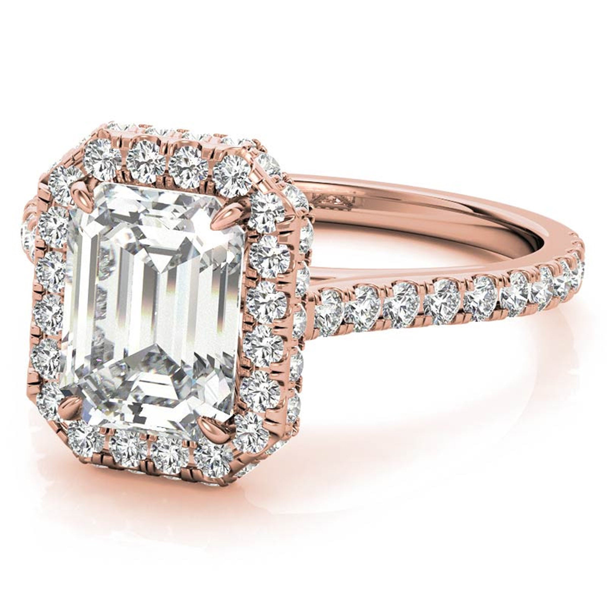 Adjustable  Sterling Silver Engagement Rose Gold Emerald-Cut Ring For Woman