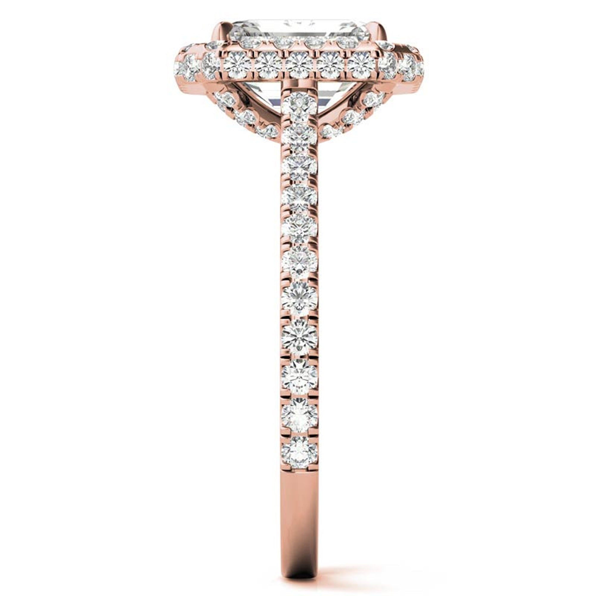 Adjustable  Sterling Silver Engagement Rose Gold Emerald-Cut Ring For Woman