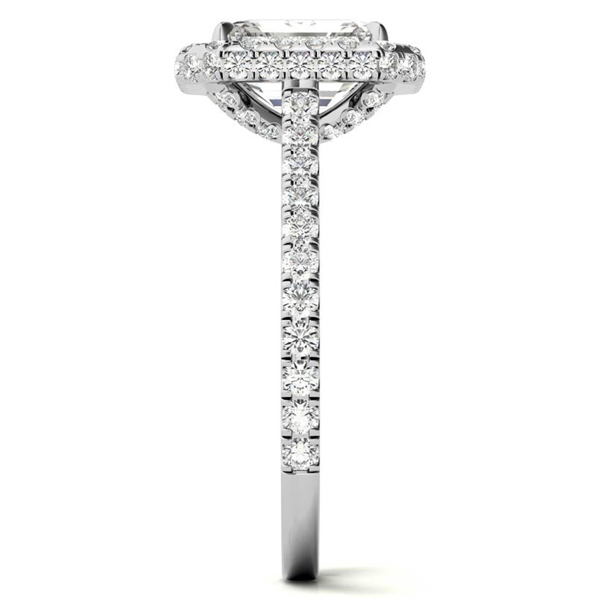 Adjustable  Sterling Silver Engagement White Gold Emerald-Cut Ring For Woman