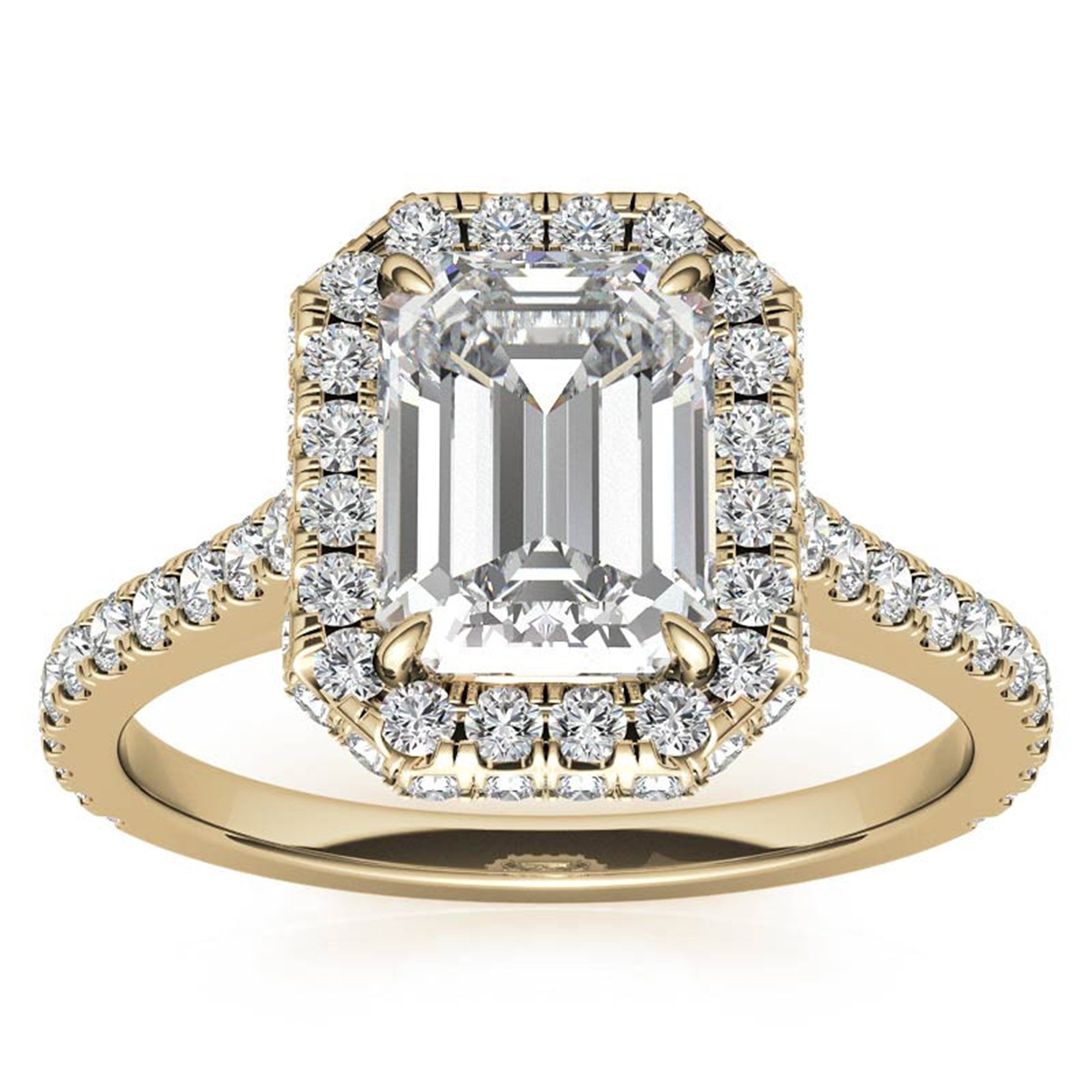 Adjustable Sterling Silver Engagement Yellow Gold Emerald-Cut Ring For Woman