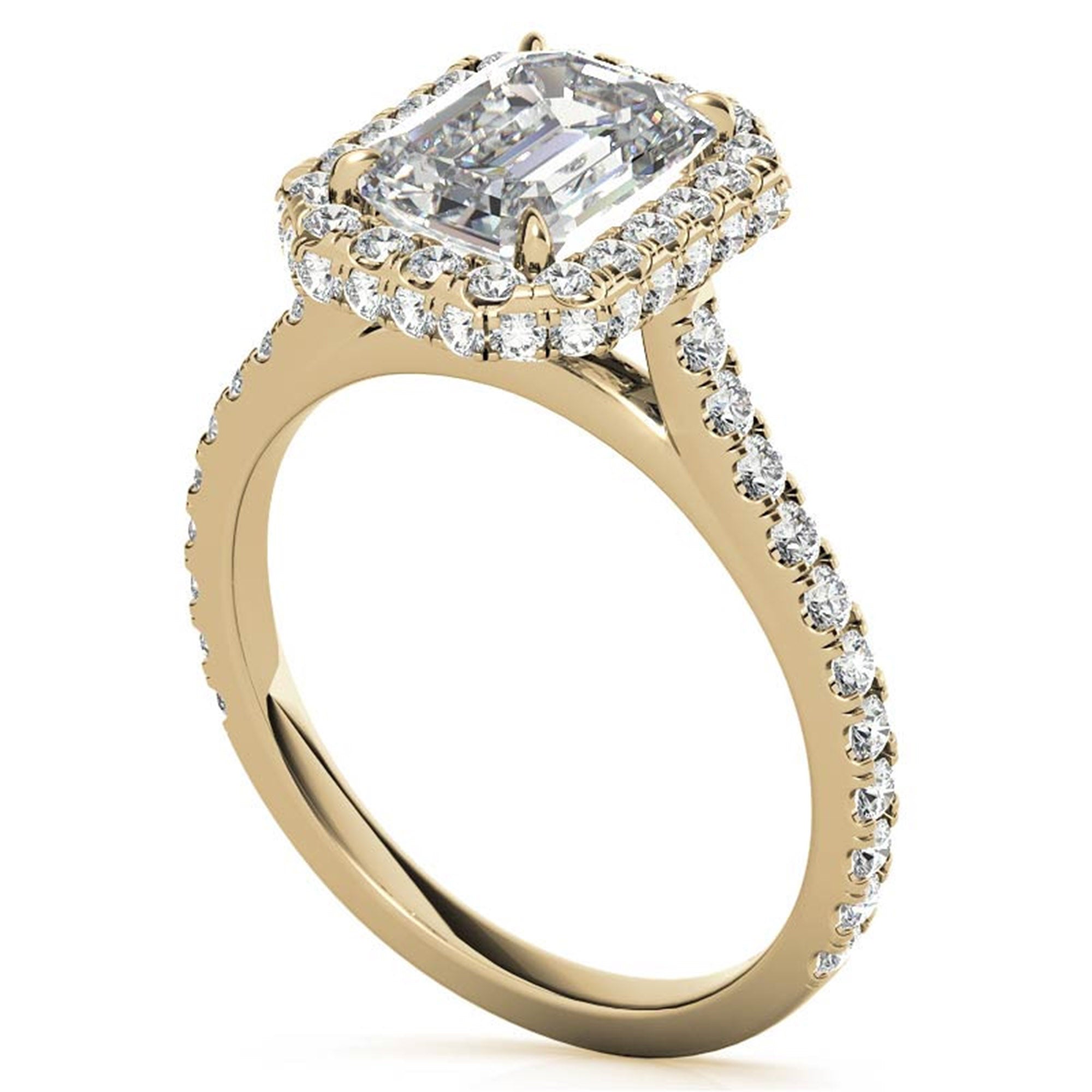 Adjustable Sterling Silver Engagement Yellow Gold Emerald-Cut Ring For Woman