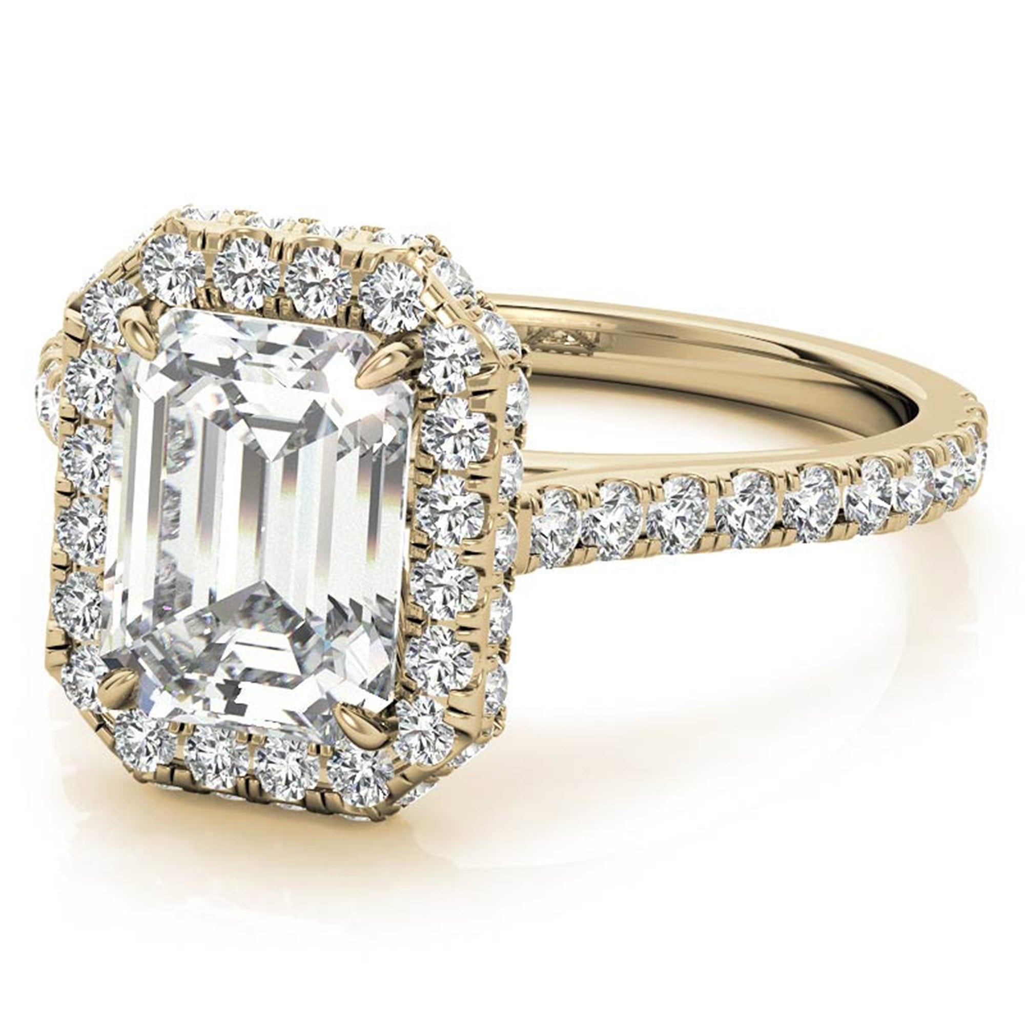 Adjustable Sterling Silver Engagement Yellow Gold Emerald-Cut Ring For Woman