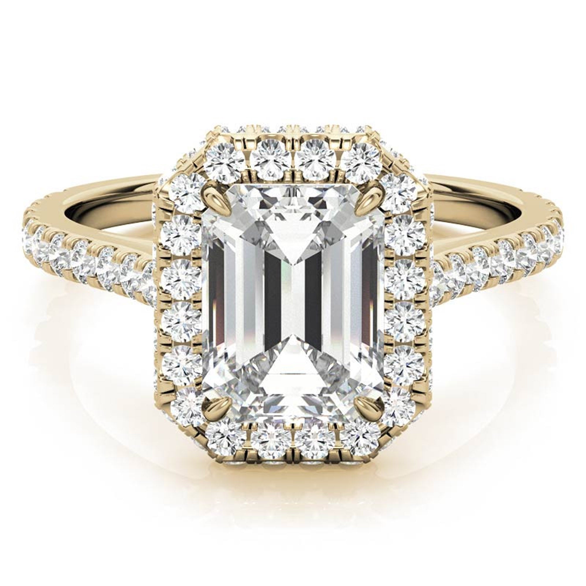 Adjustable Sterling Silver Engagement Yellow Gold Emerald-Cut Ring For Woman