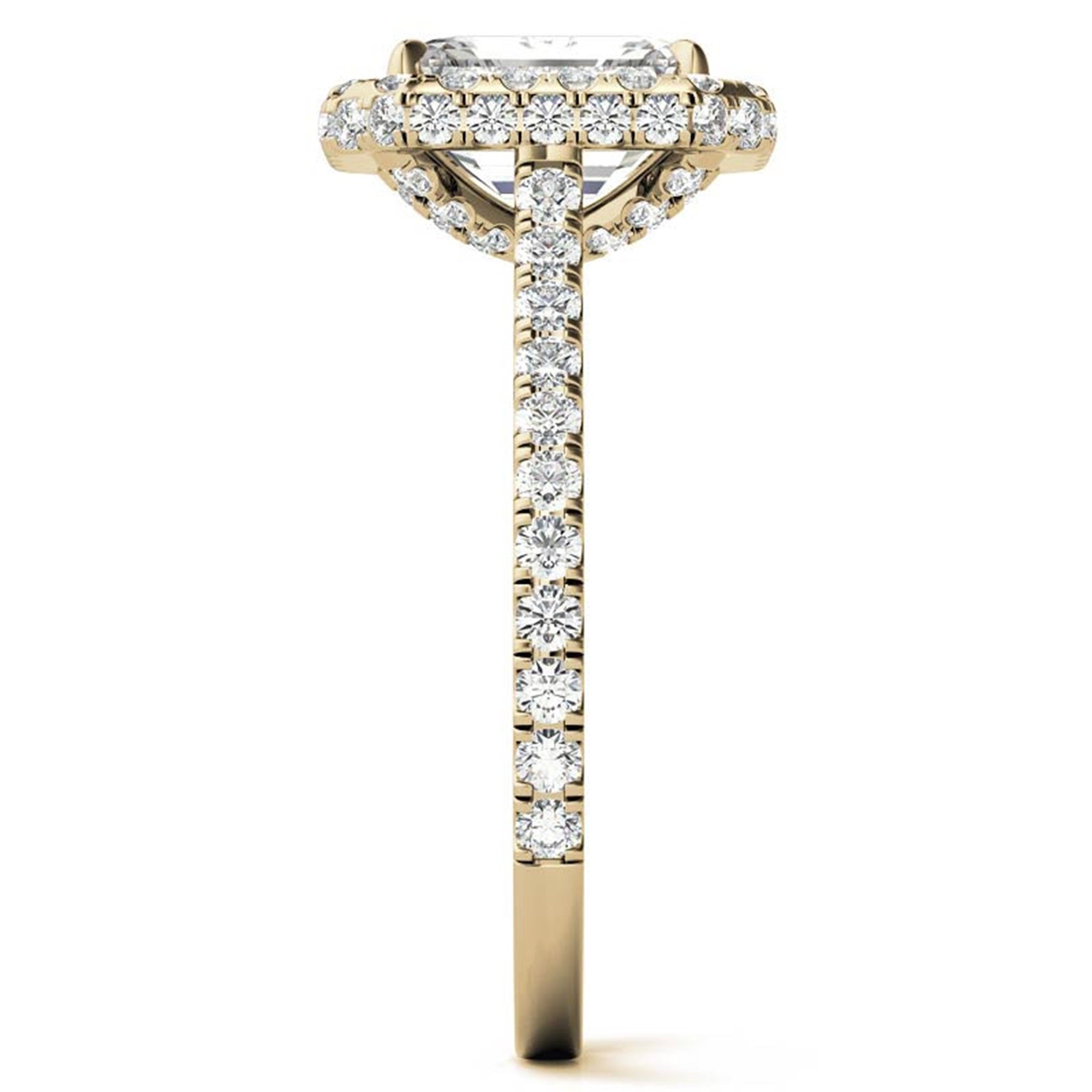 Adjustable Sterling Silver Engagement Yellow Gold Emerald-Cut Ring For Woman