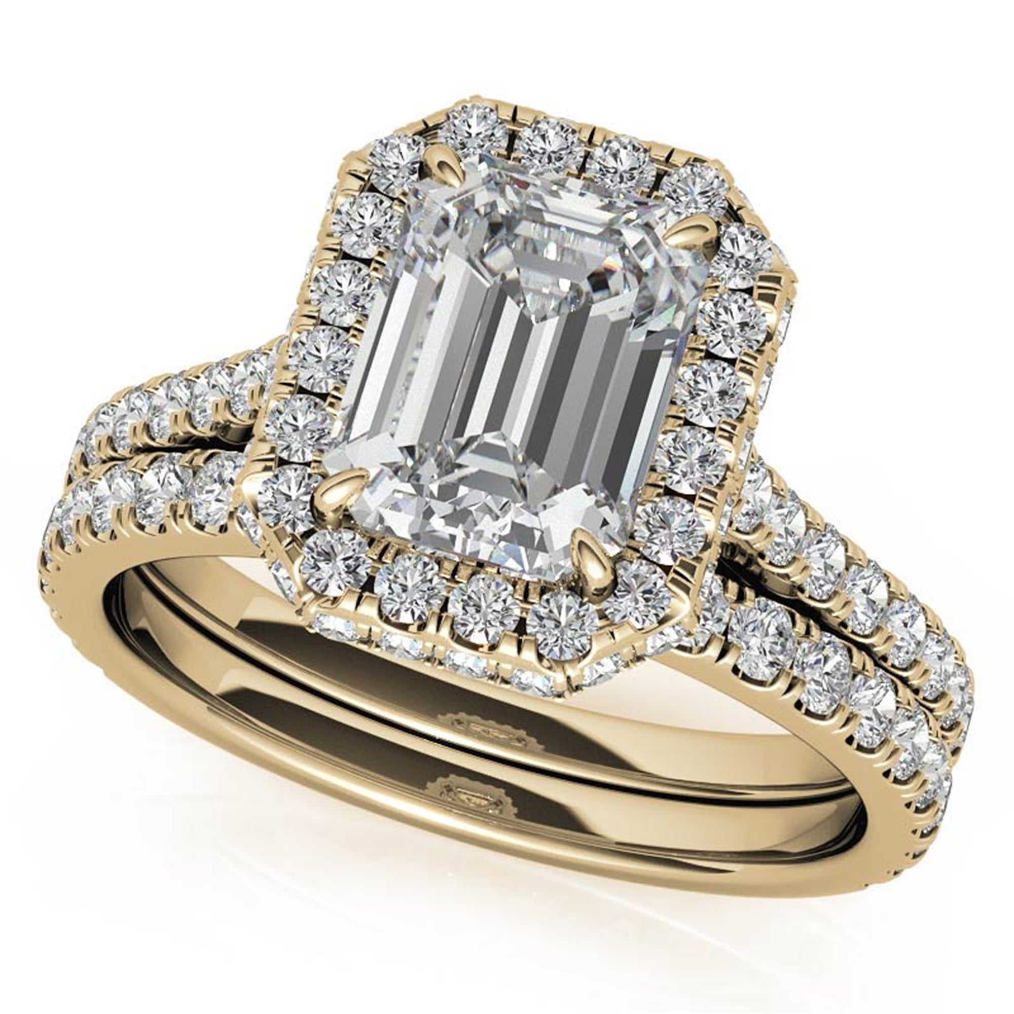 Adjustable Sterling Silver Engagement Yellow Gold Emerald-Cut Ring For Woman