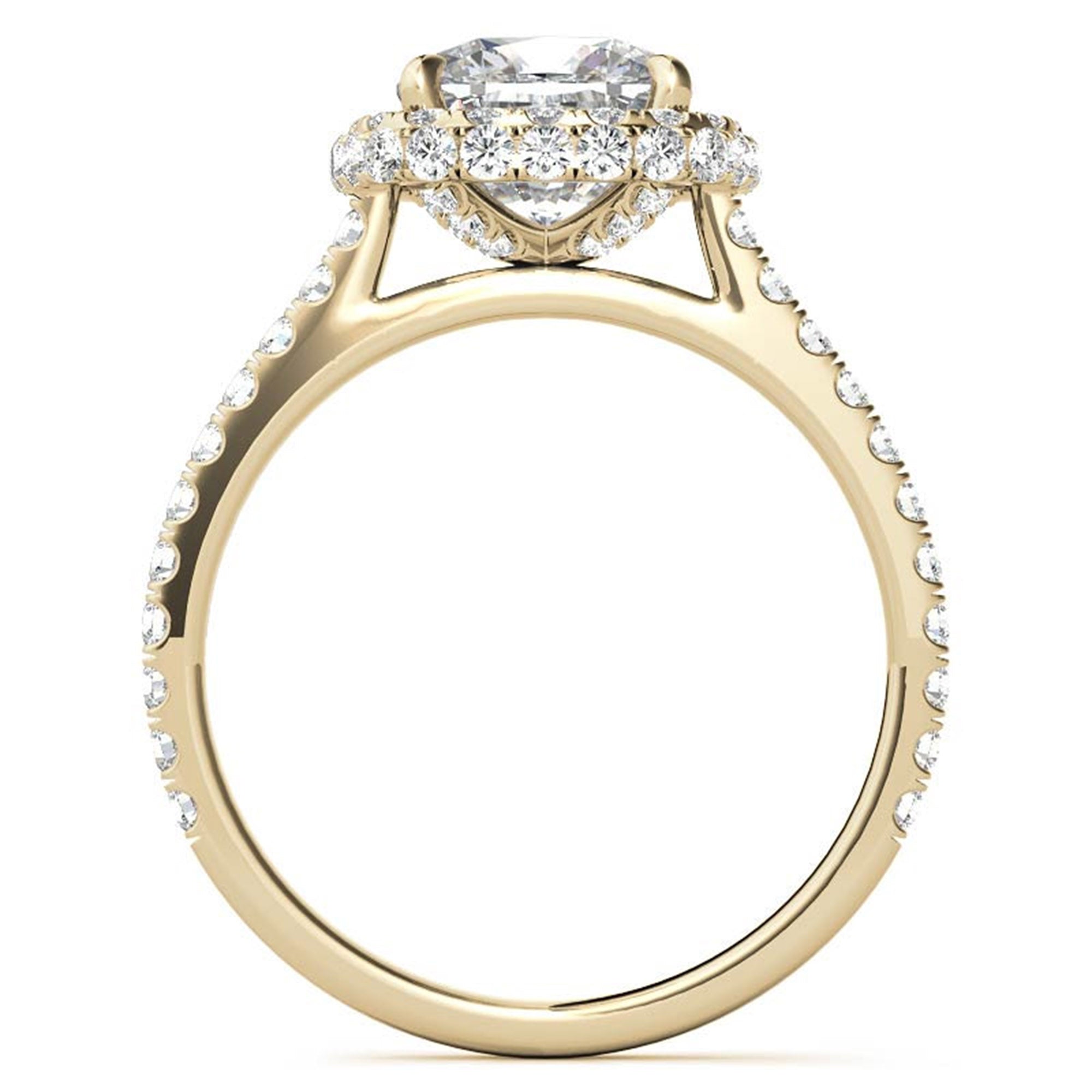 Sterling Silver Sparkling Adjustable Cushion-Cut Yellow Gold Halo Engagement Ring For Women