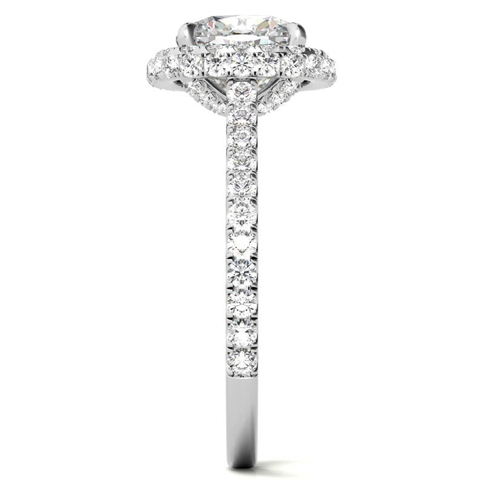 Sterling Silver Sparkling Adjustable Cushion-Cut White Gold Halo Engagement Ring For Women