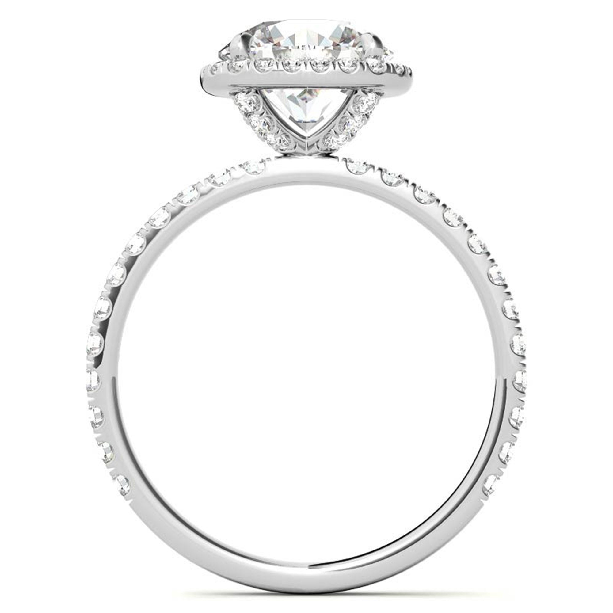 Sterling Silver Luxury Adjustable Cushion-Cut Diamond White Gold Halo Ring For Women