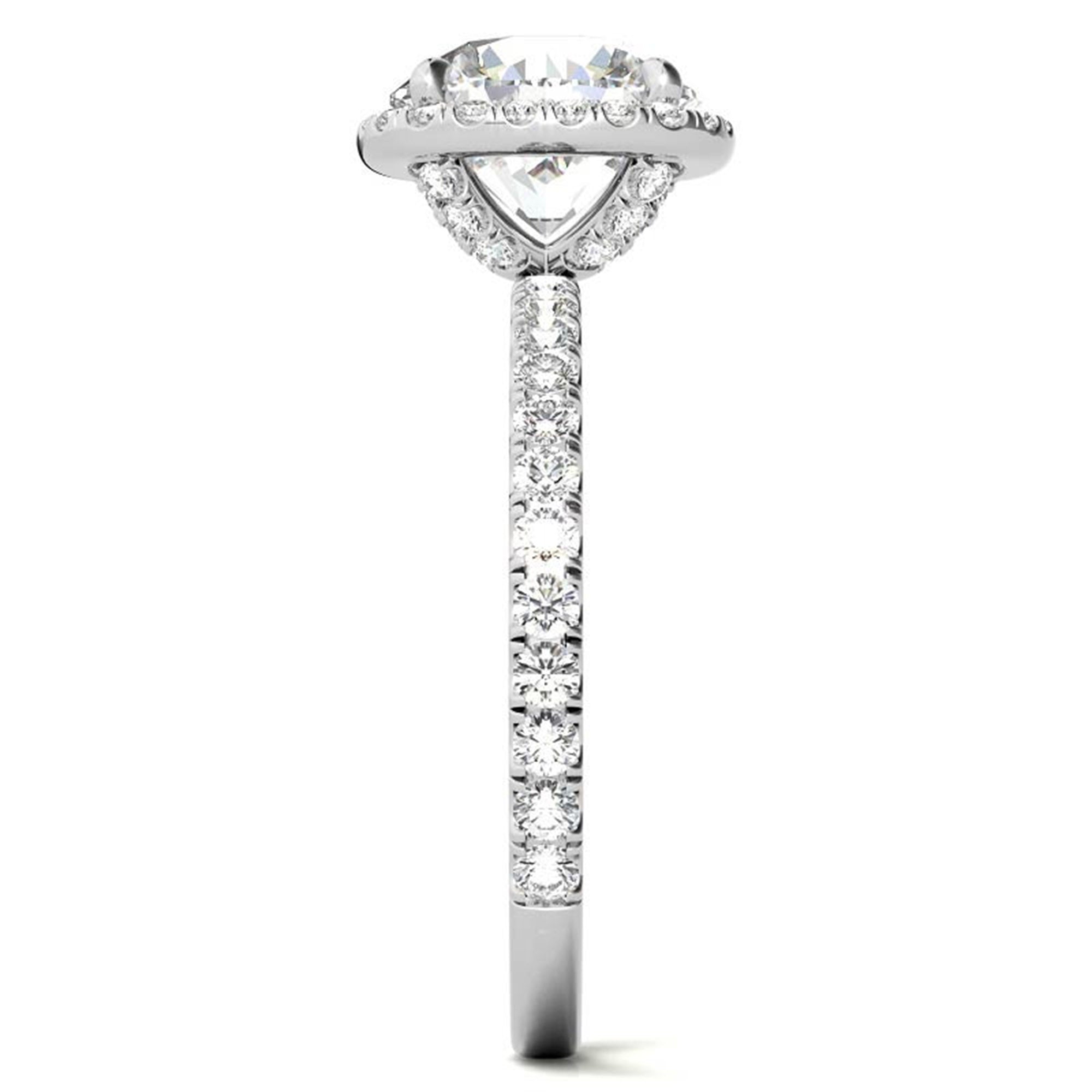 Sterling Silver Luxury Adjustable Cushion-Cut Diamond White Gold Halo Ring For Women