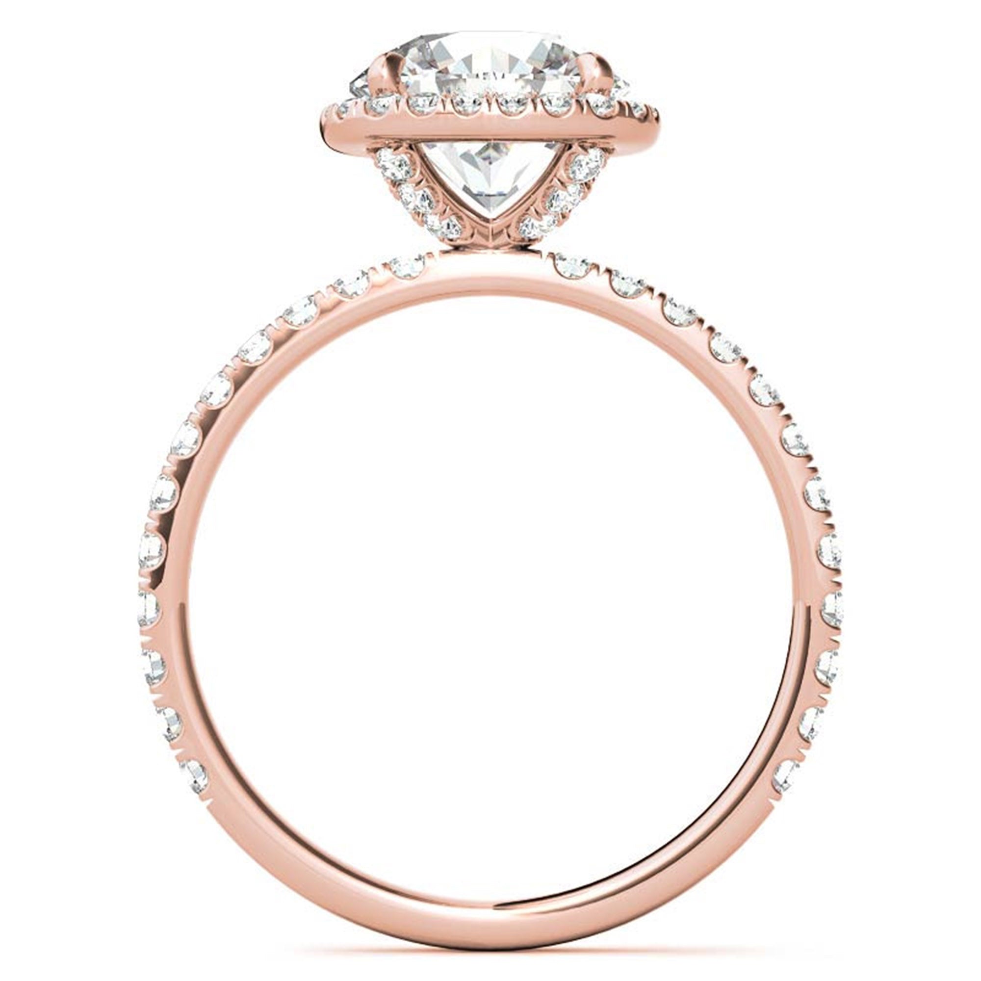 Sterling Silver Luxury Adjustable Cushion-Cut Diamond Rose Gold Halo Ring For Women