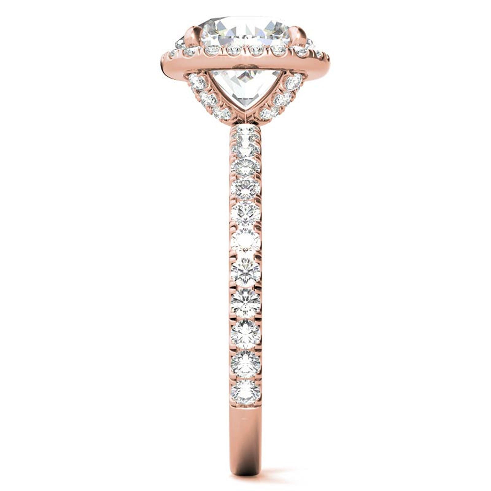 Sterling Silver Luxury Adjustable Cushion-Cut Diamond Rose Gold Halo Ring For Women