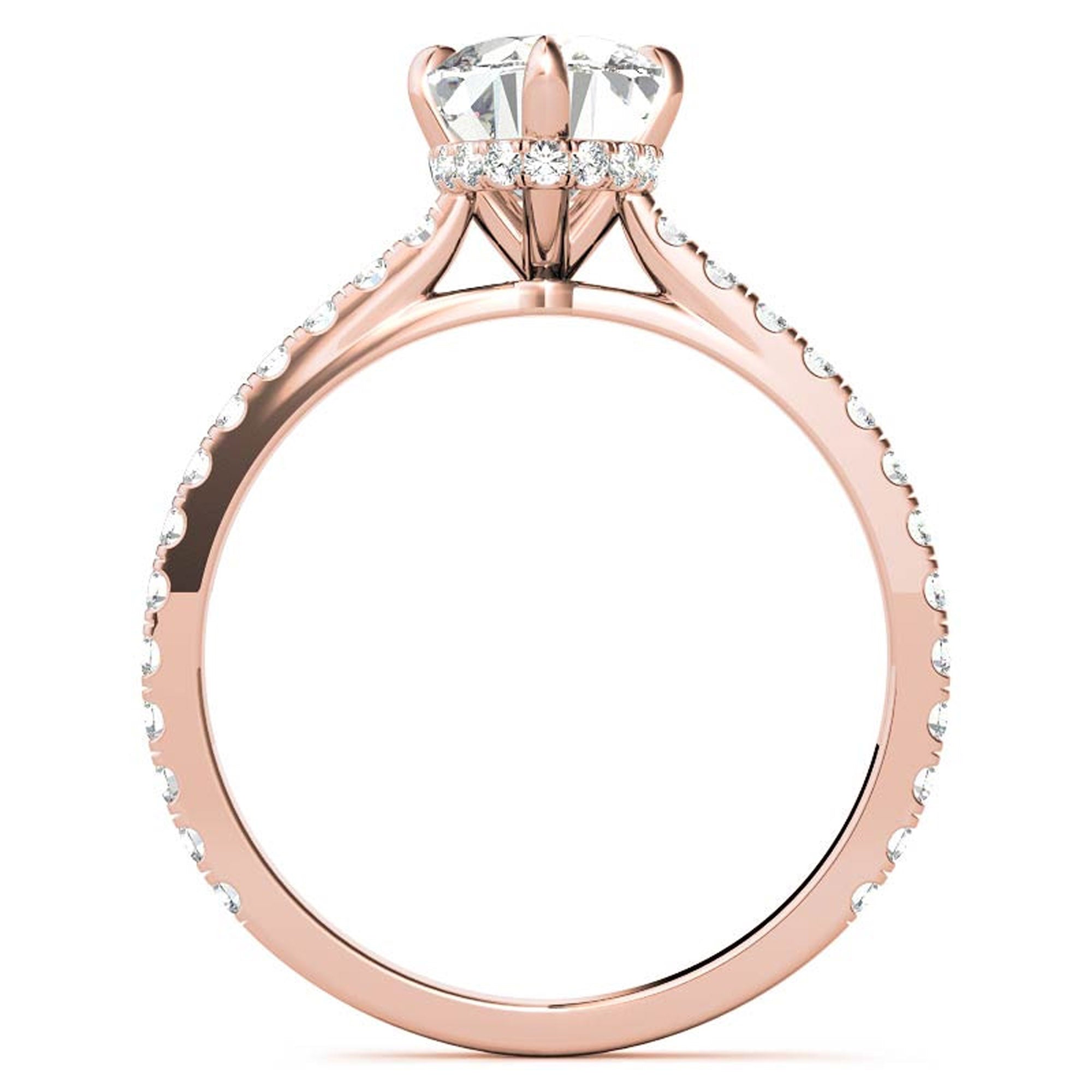 Oval-Cut Pavé Rose Gold-Plated Adjustable 925 Sterling Silver Elegant Engagement Ring For Women