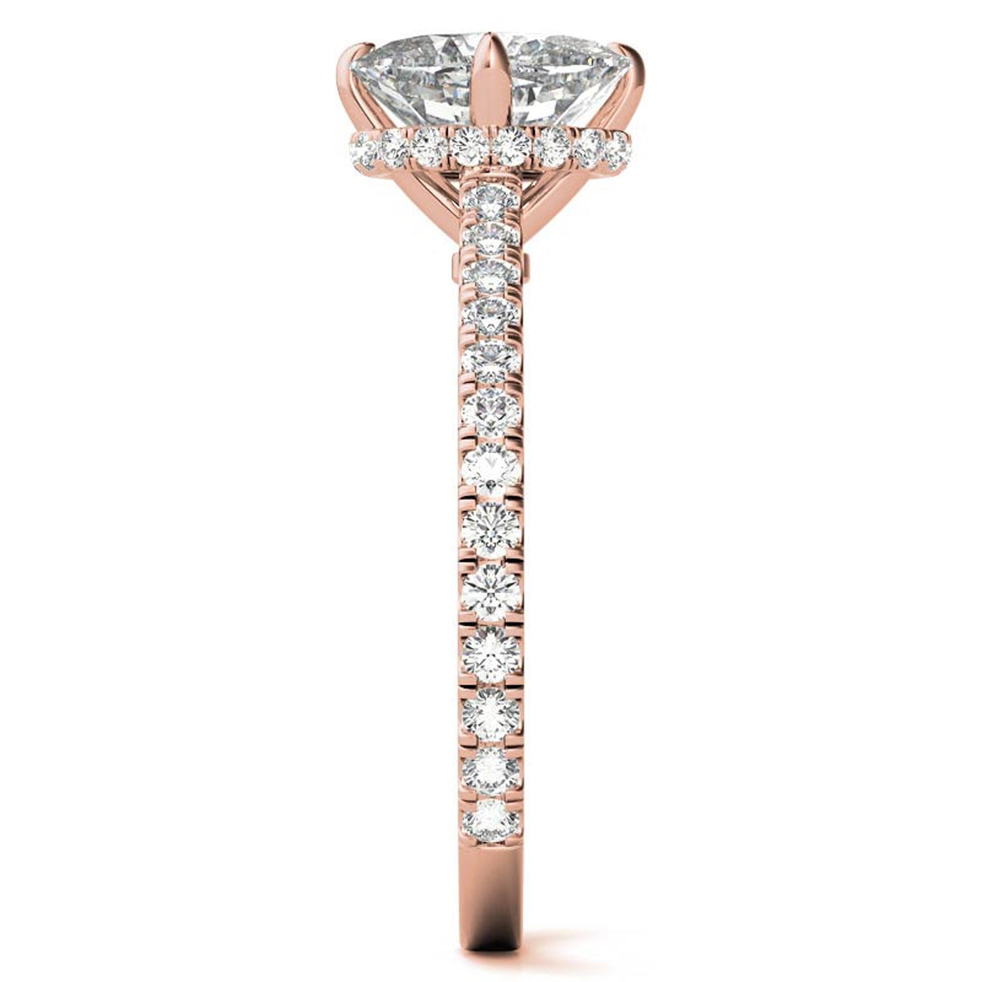 Oval-Cut Pavé Rose Gold-Plated Adjustable 925 Sterling Silver Elegant Engagement Ring For Women