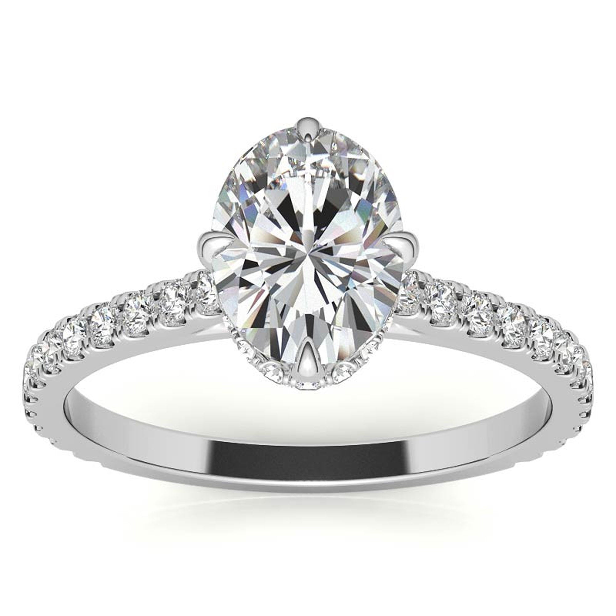Stunning Adjustable Oval-Cut Sterling Silver Ring with Elegant White Gold Plating