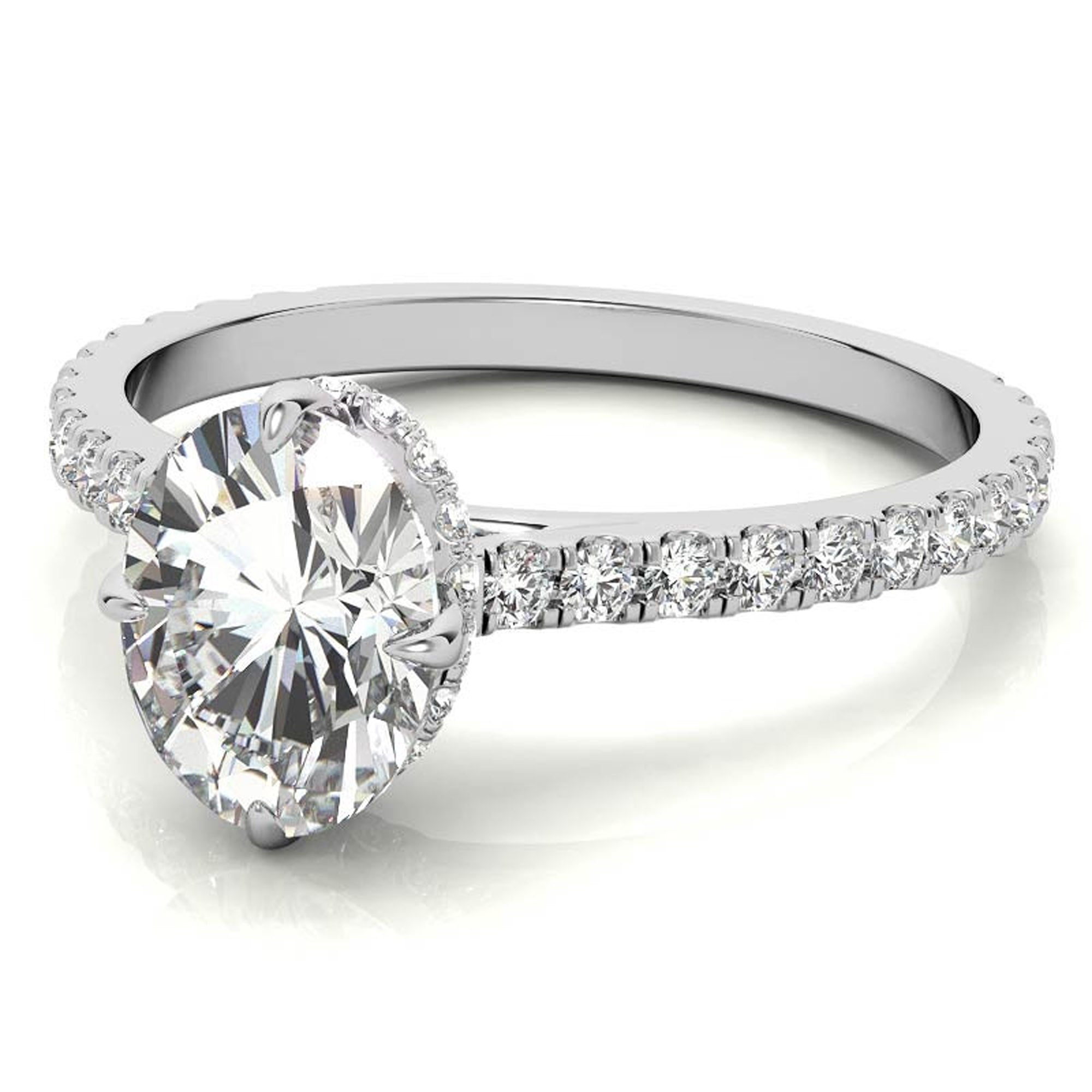 Stunning Adjustable Oval-Cut Sterling Silver Ring with Elegant White Gold Plating