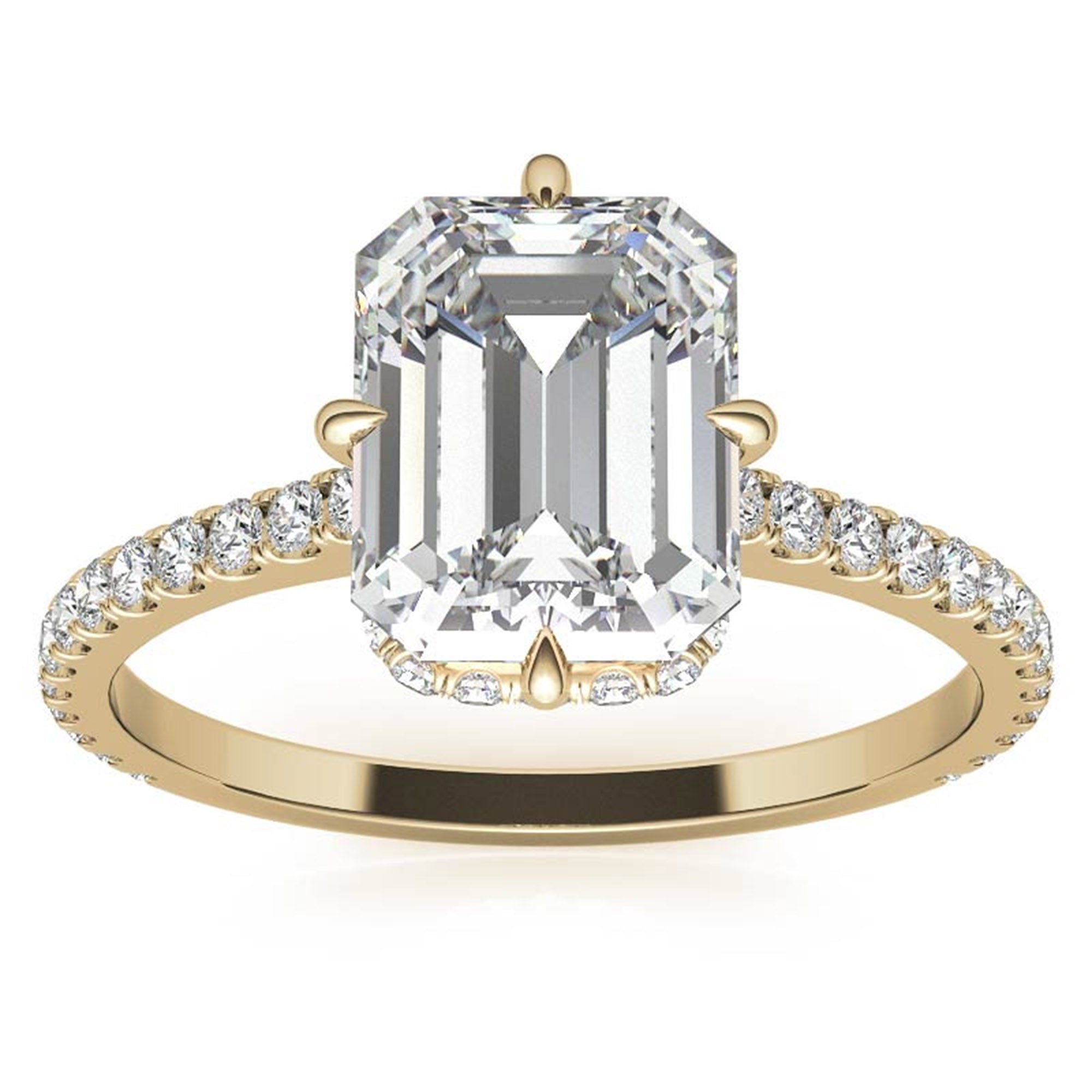 Adjustable Engagement Sterling Silver Yellow Gold Emerald Cut Ring For Woman