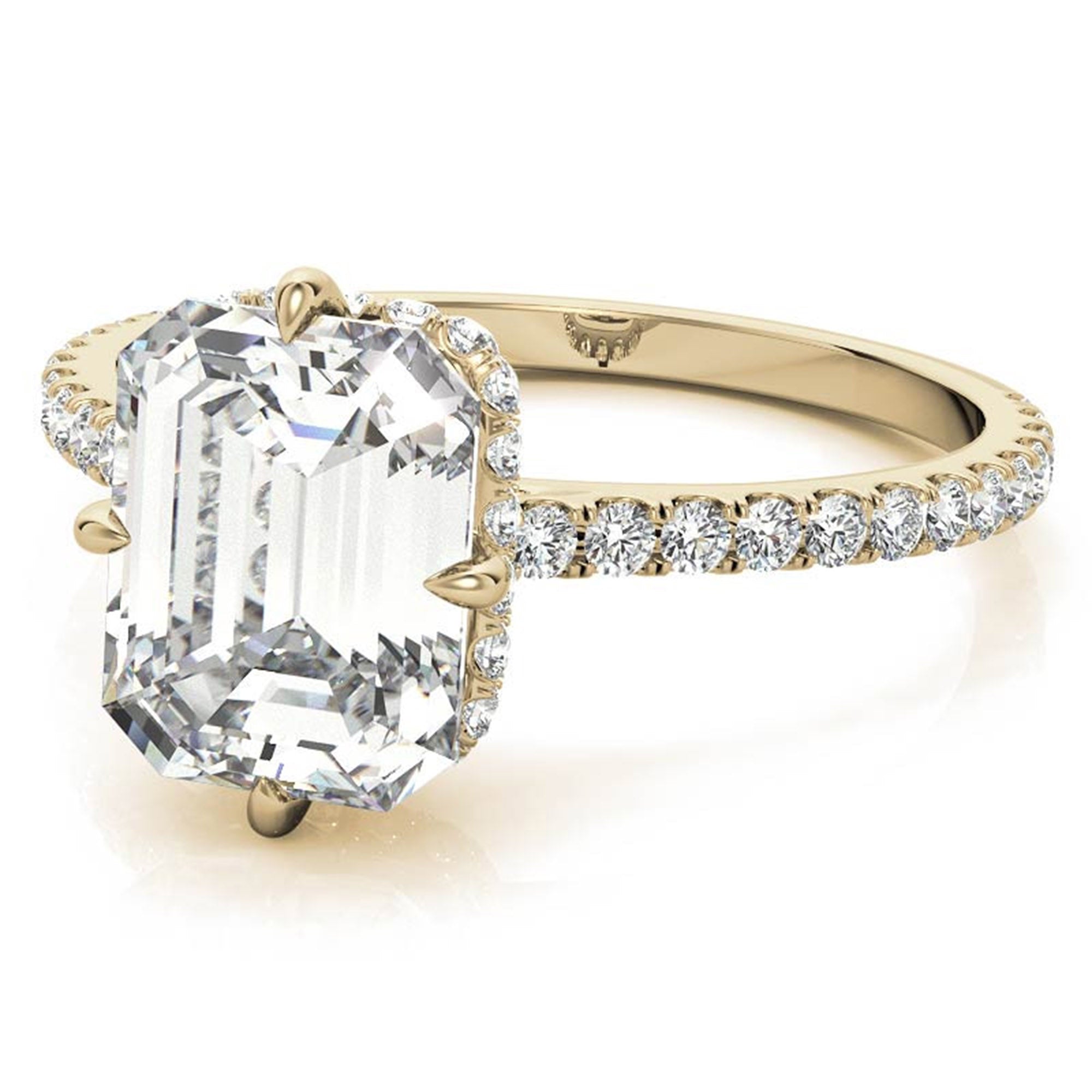 Adjustable Engagement Sterling Silver Yellow Gold Emerald Cut Ring For Woman