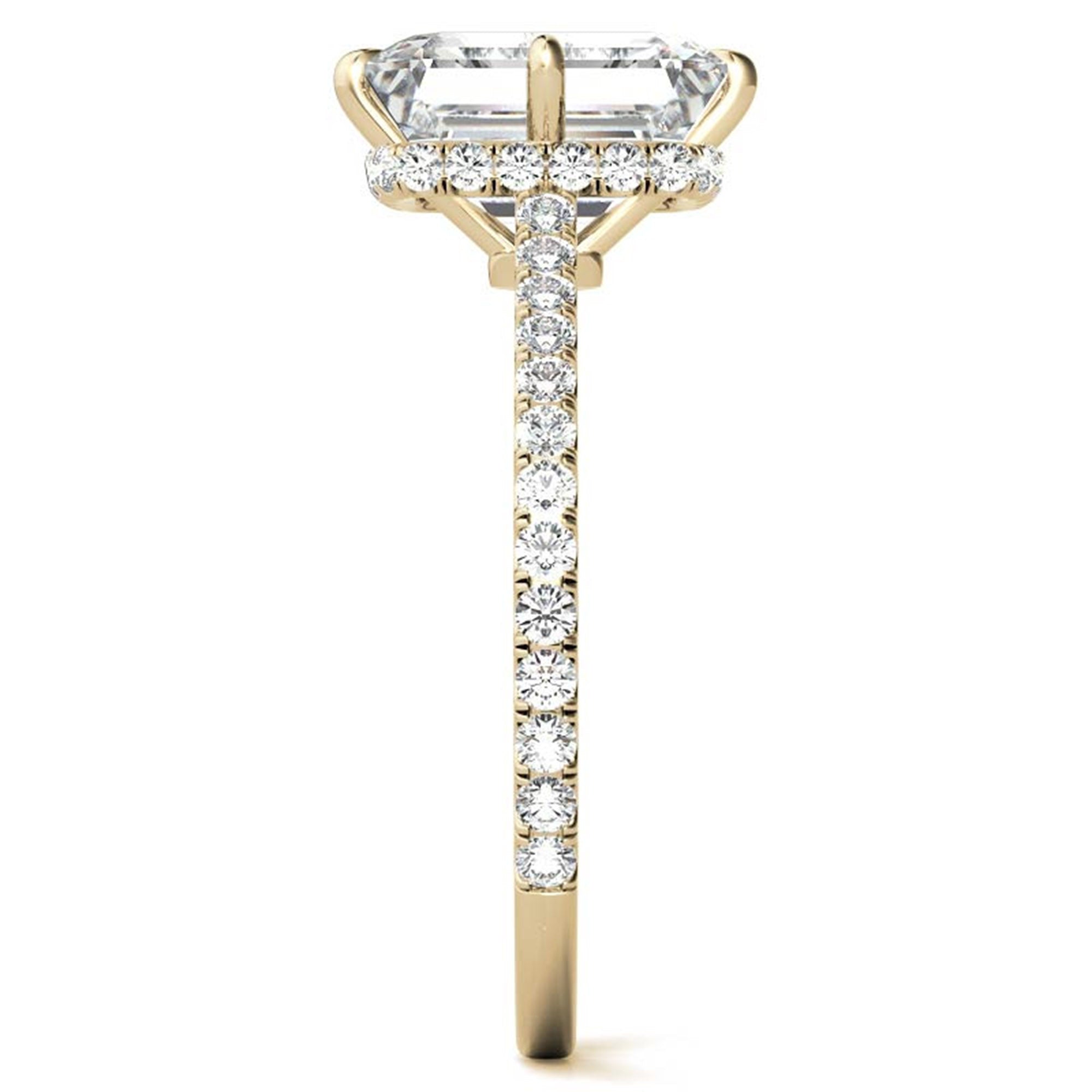 Adjustable Engagement Sterling Silver Yellow Gold Emerald Cut Ring For Woman