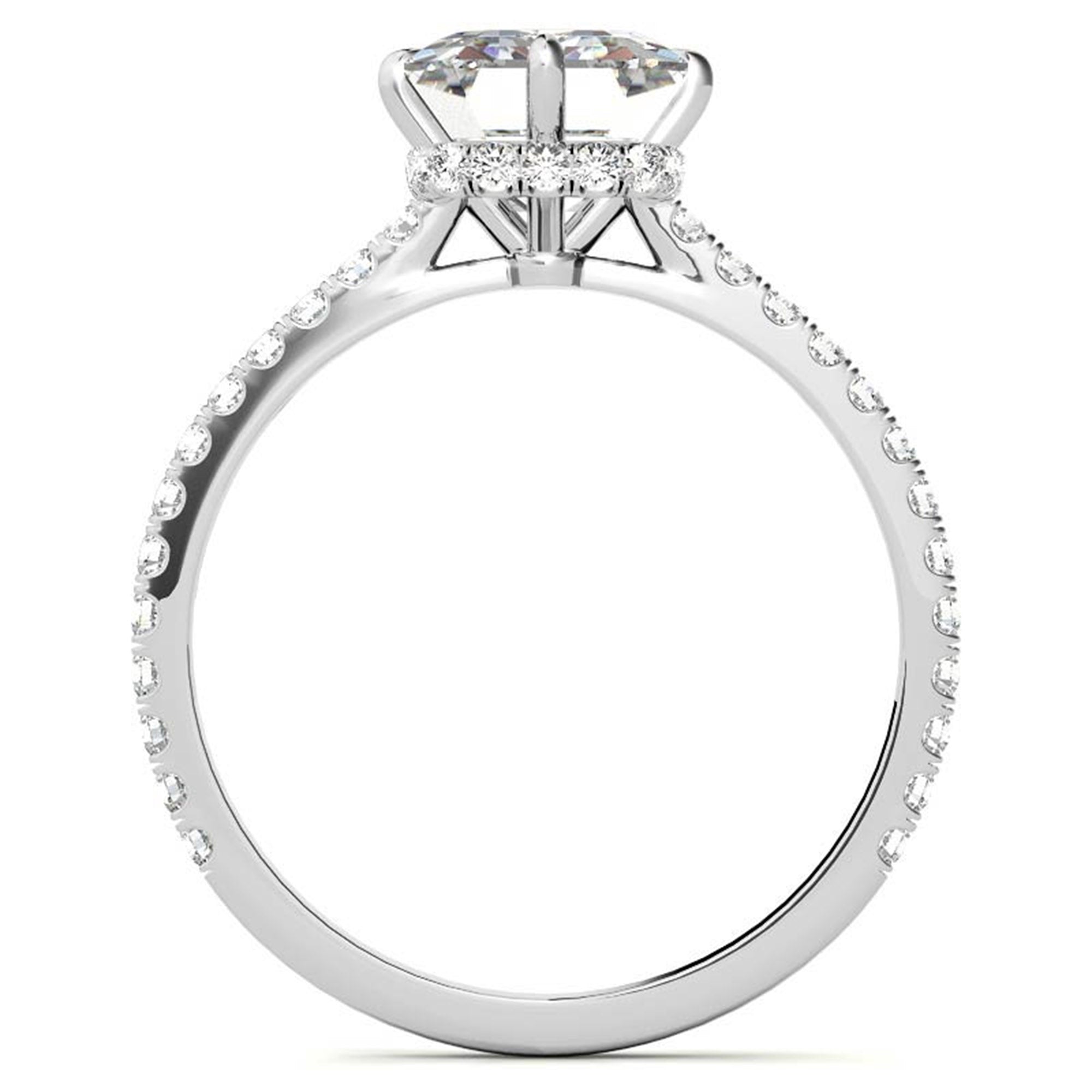 Adjustable Engagement Sterling Silver White Gold Emerald Cut Ring For Woman