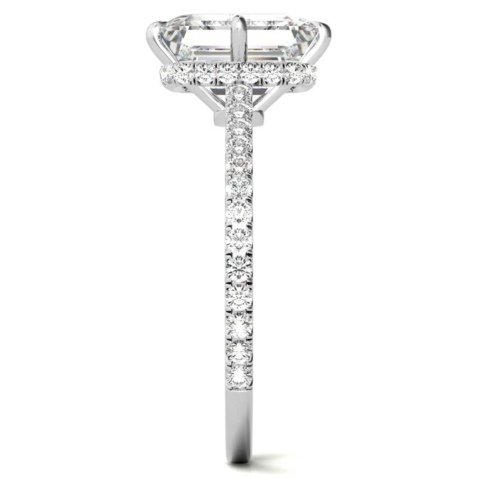 Adjustable Engagement Sterling Silver White Gold Emerald Cut Ring For Woman