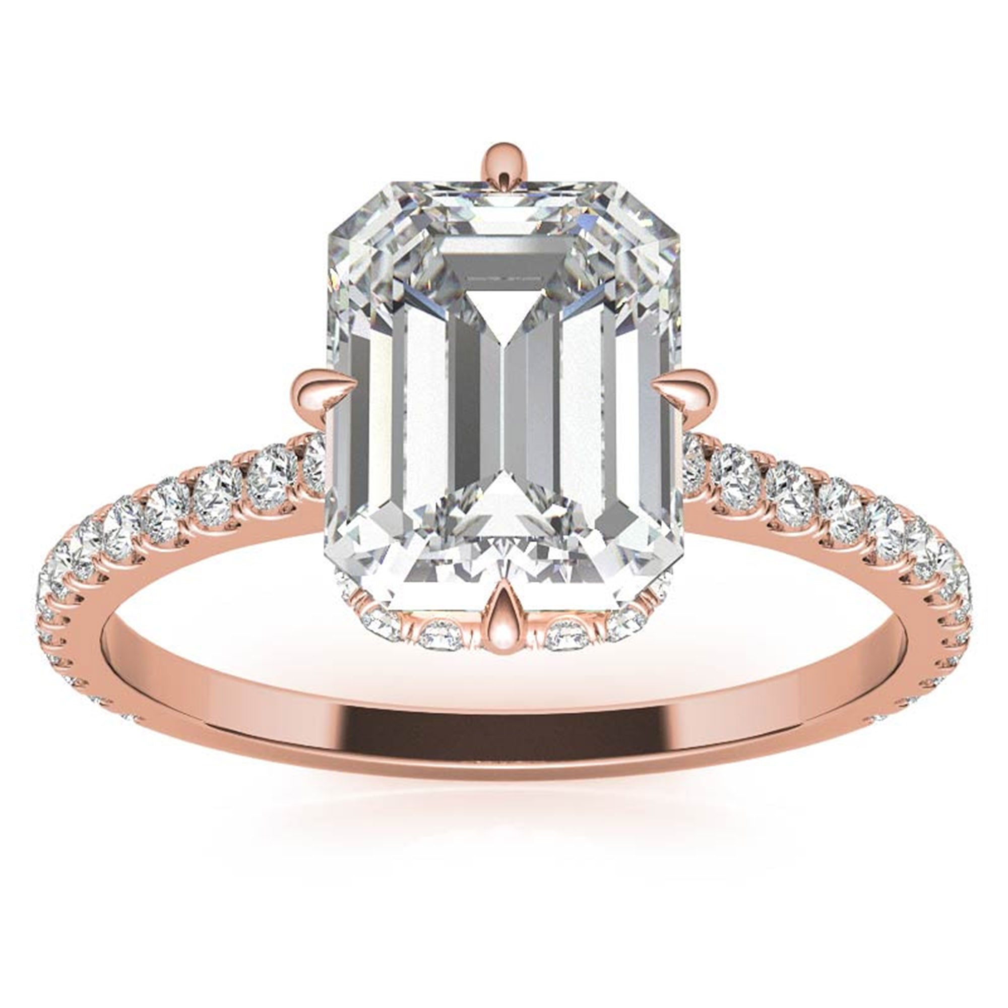 Adjustable Engagement Sterling Silver Rose Gold Emerald Cut Ring For Woman