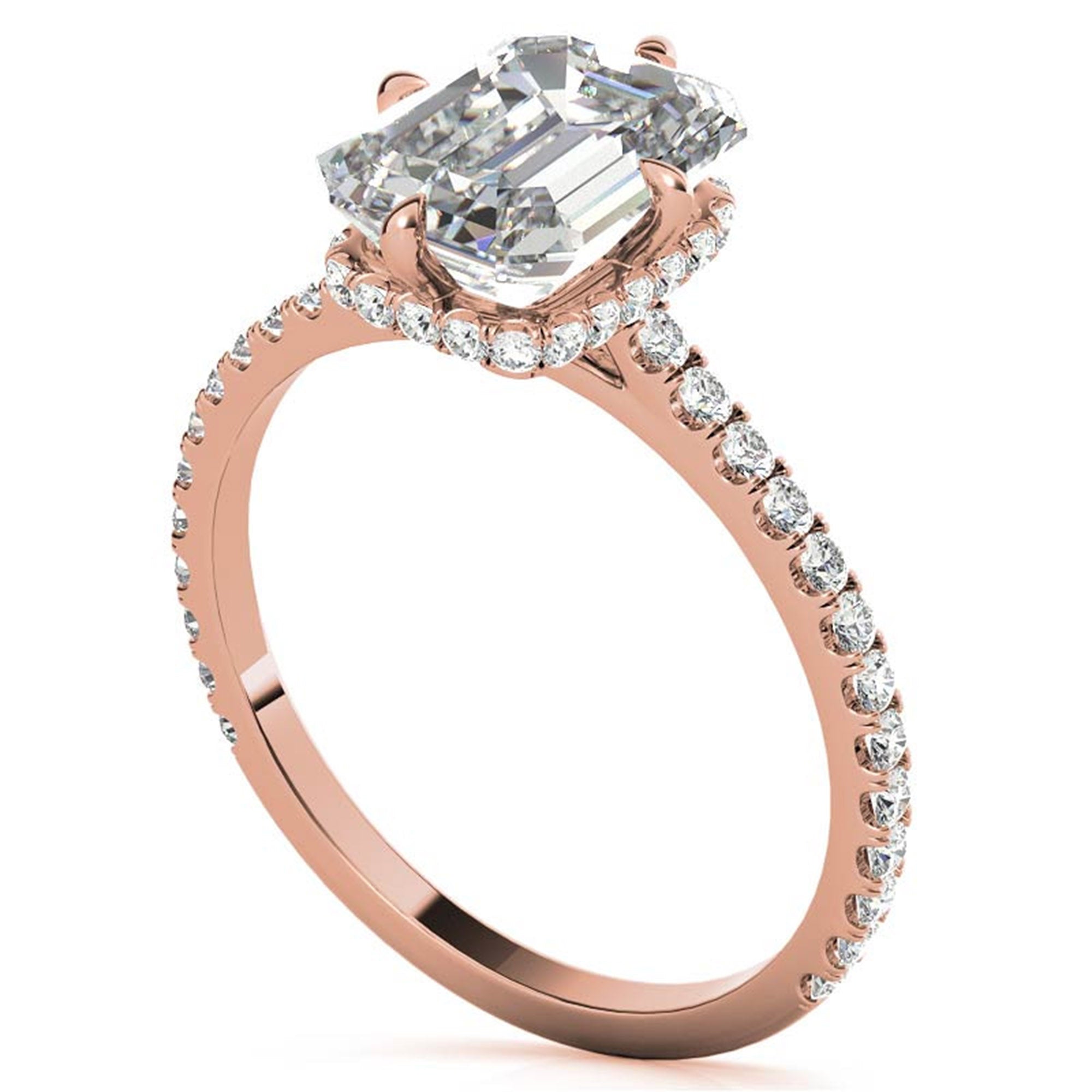 Adjustable Engagement Sterling Silver Rose Gold Emerald Cut Ring For Woman