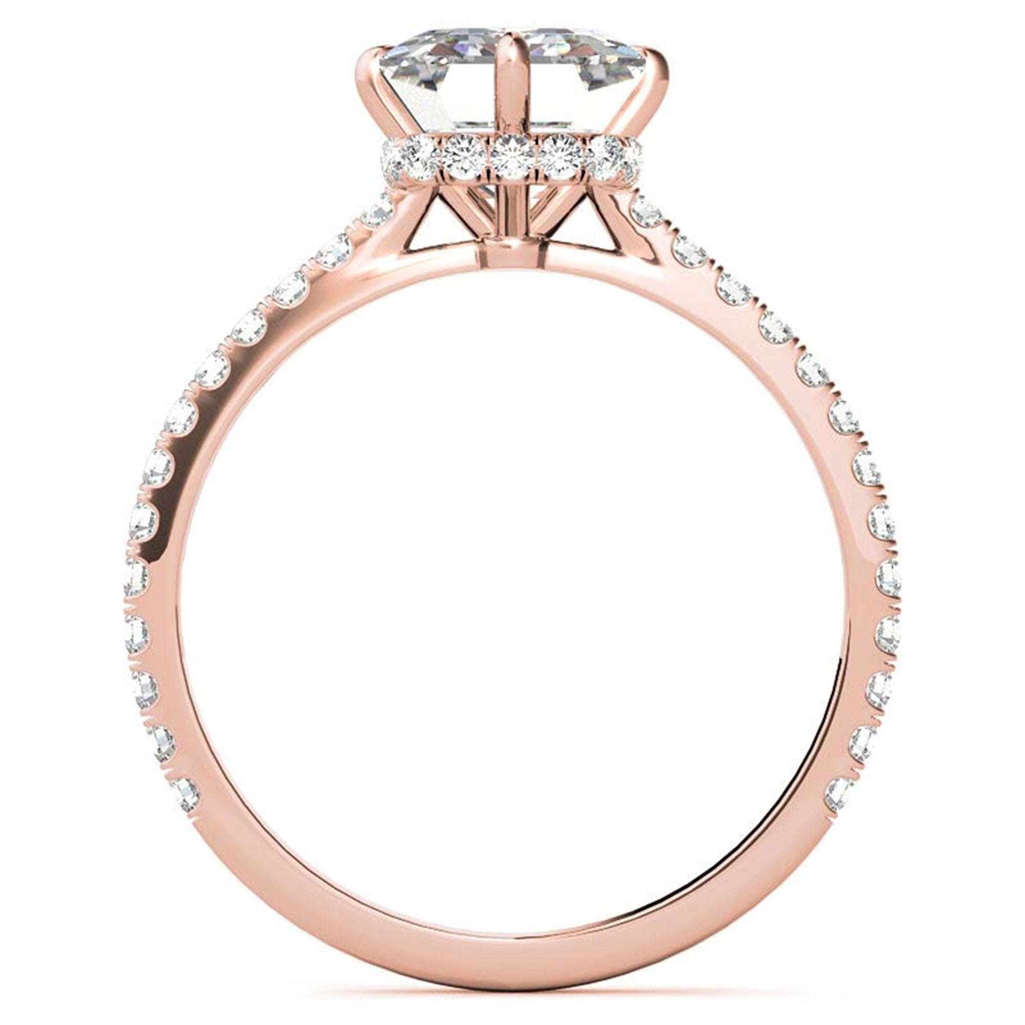 Adjustable Engagement Sterling Silver Rose Gold Emerald Cut Ring For Woman